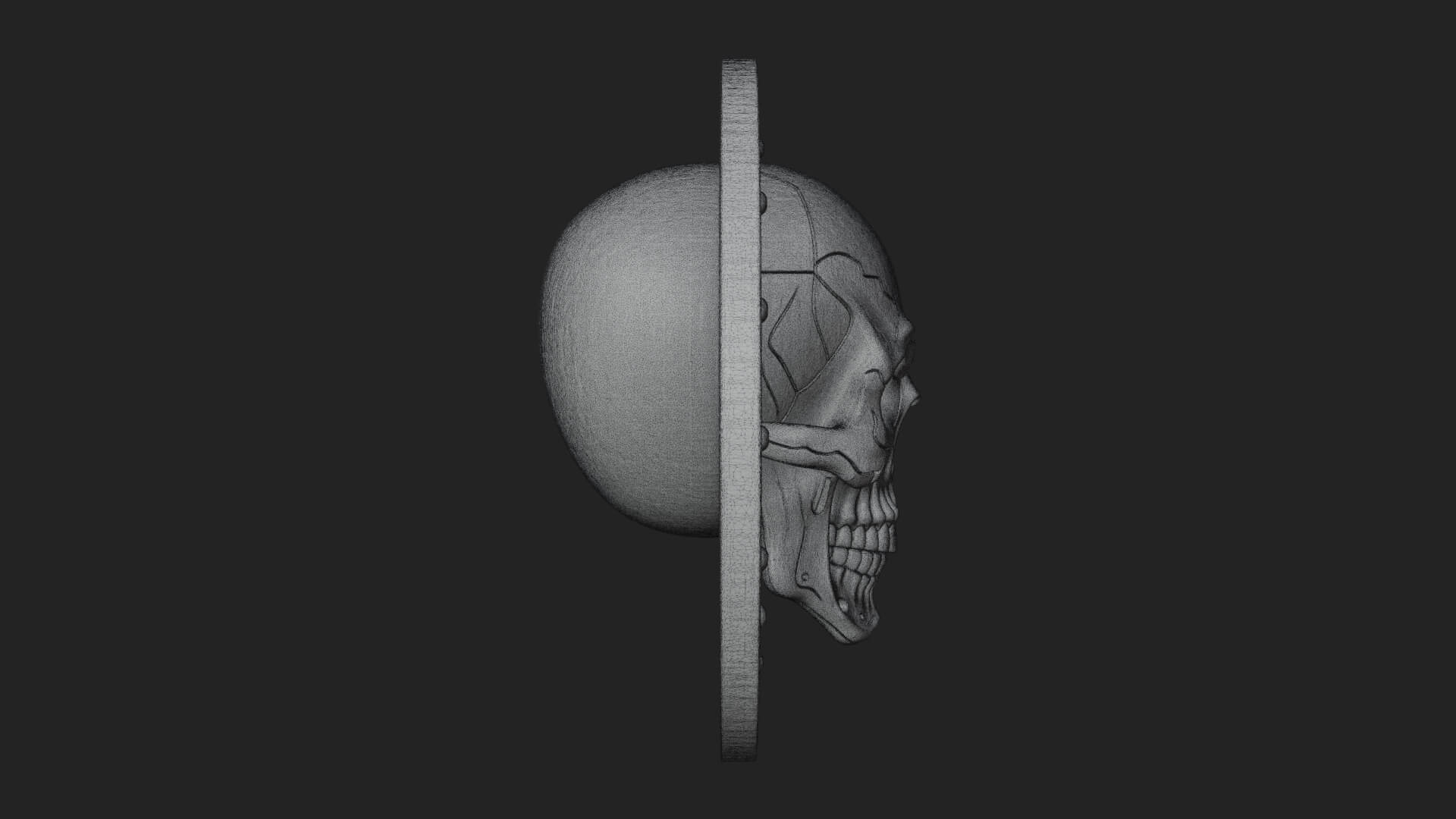 Gear Skull Oval Relief Plaque Design 1 3D Print Model 3D Model