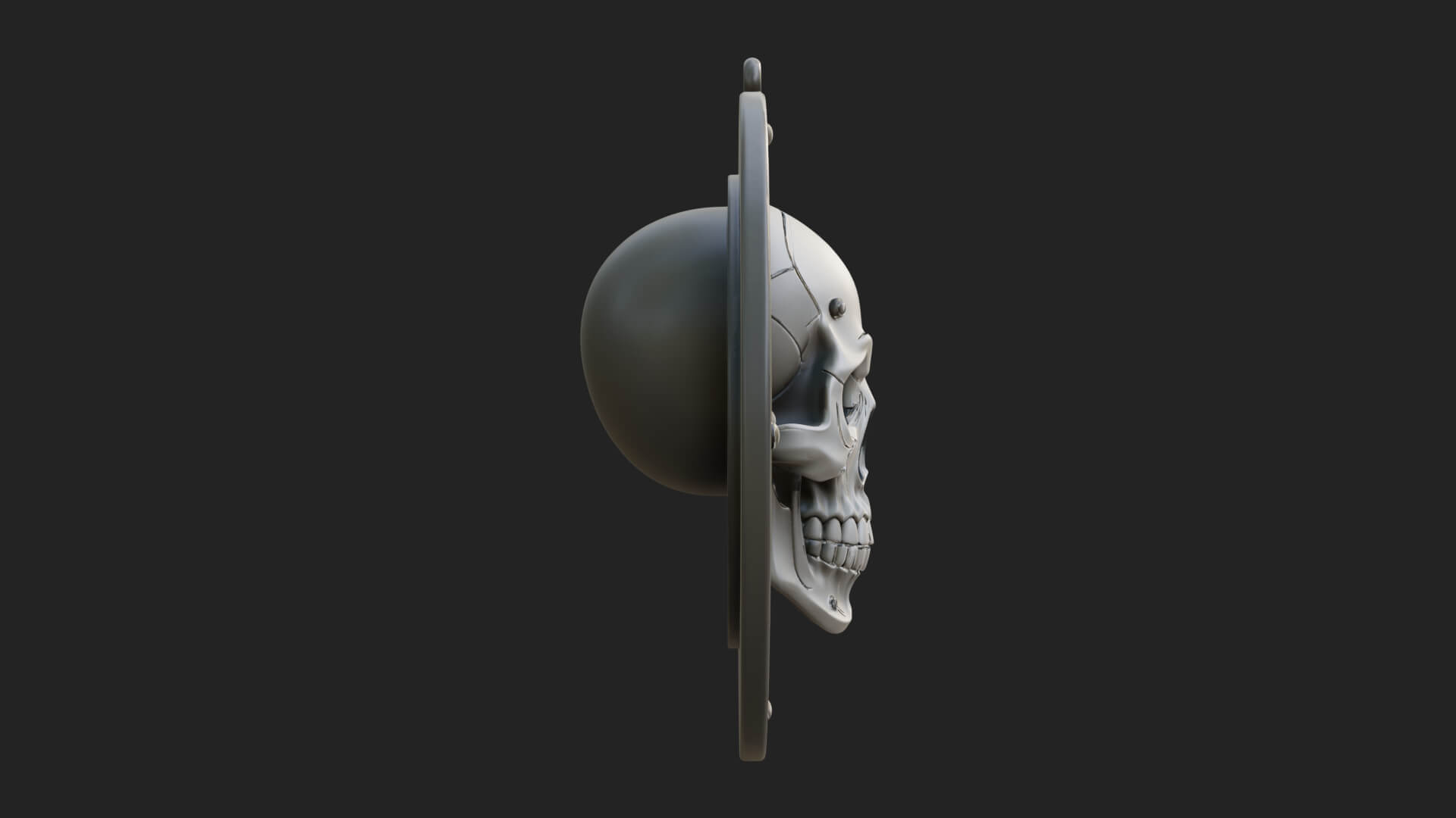 Gear Skull Oval Relief Plaque Design 2 3D Print Model 3D Model