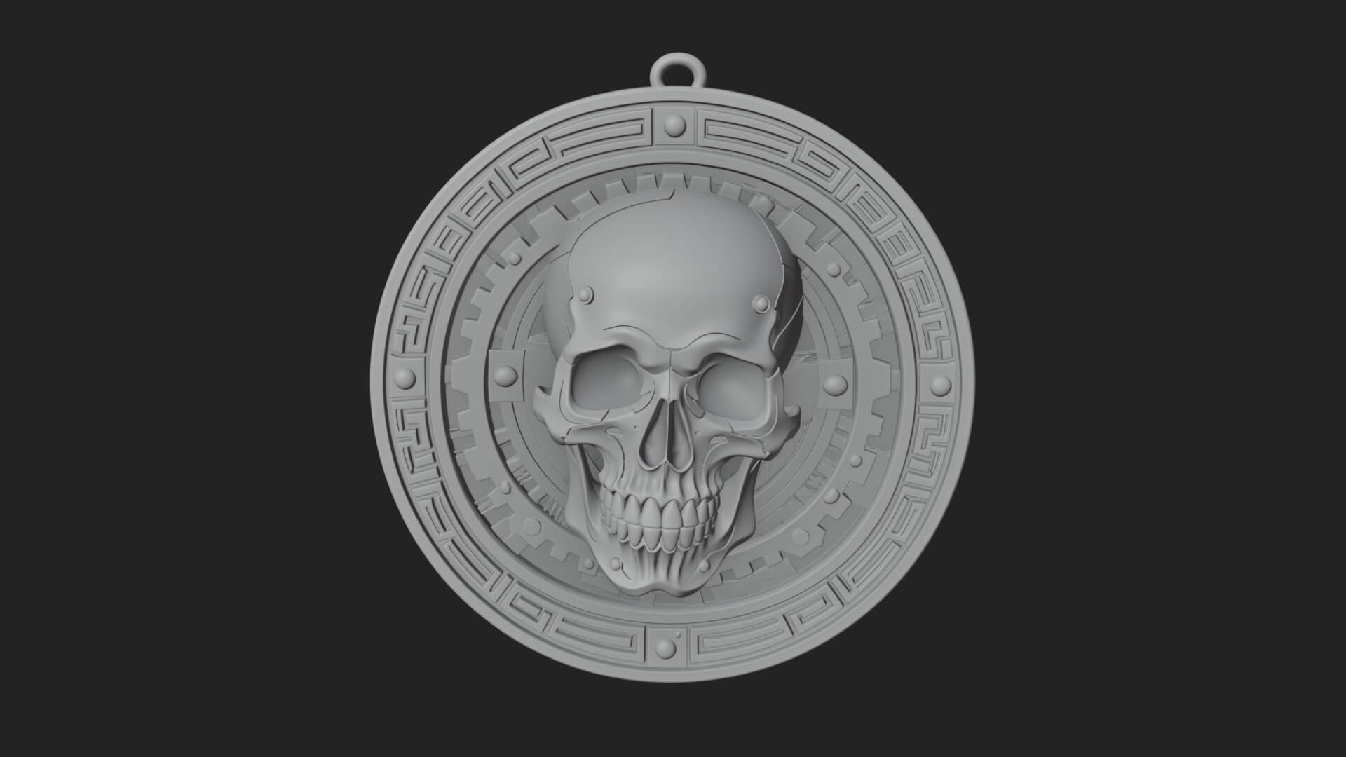 Gear Skull Oval Relief Plaque Design 2 3D Print Model 3D Model