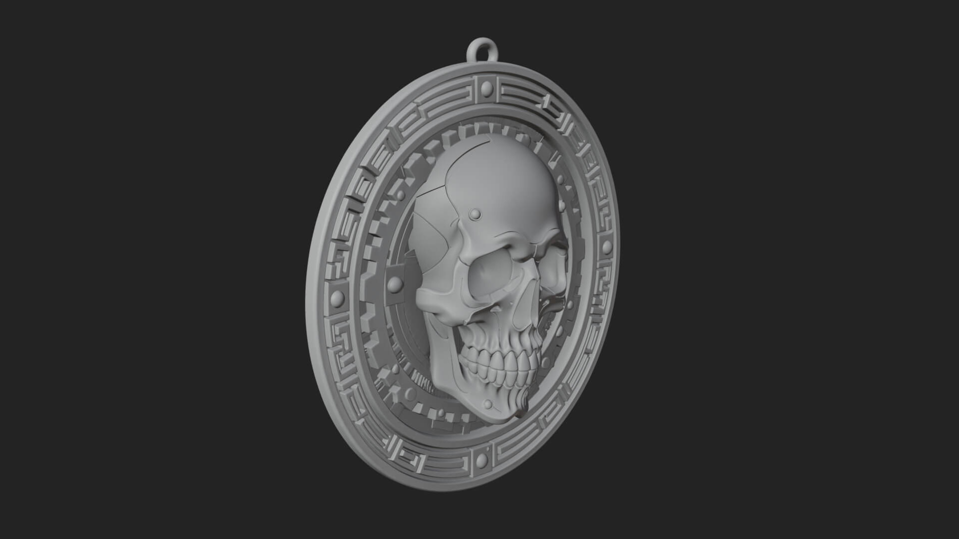 Gear Skull Oval Relief Plaque Design 2 3D Print Model 3D Model