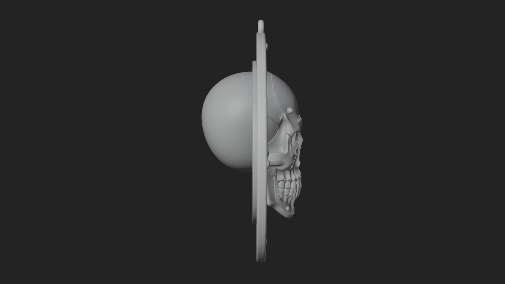 Gear Skull Oval Relief Plaque Design 2 3D Print Model 3D Model
