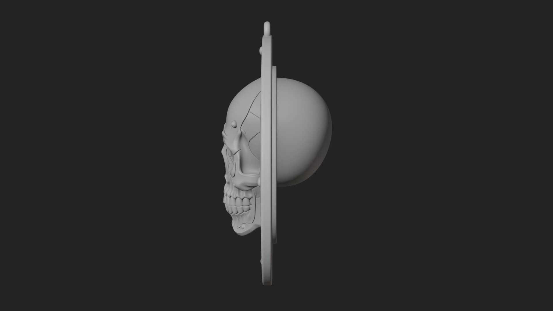 Gear Skull Oval Relief Plaque Design 2 3D Print Model 3D Model