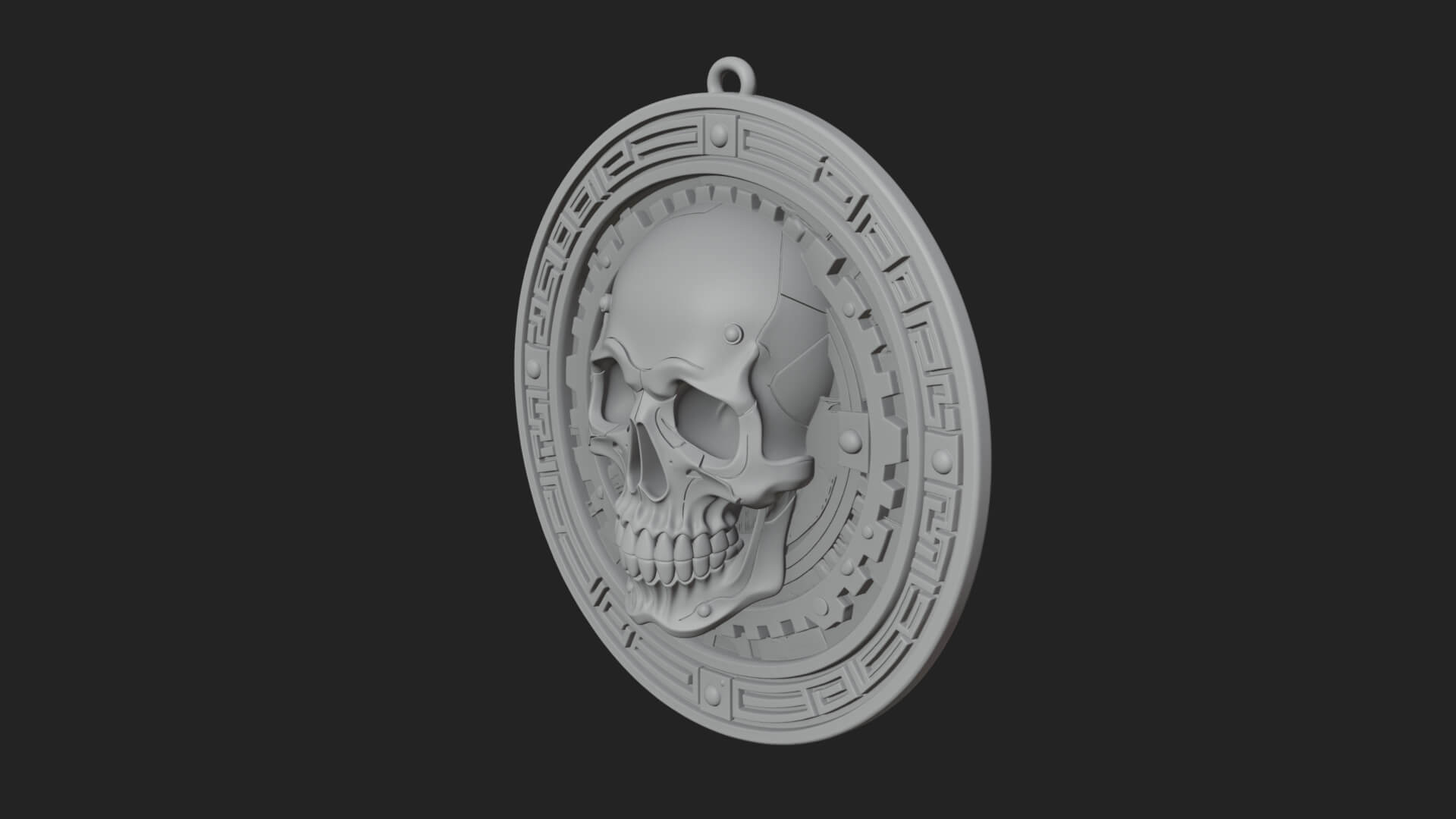 Gear Skull Oval Relief Plaque Design 2 3D Print Model 3D Model