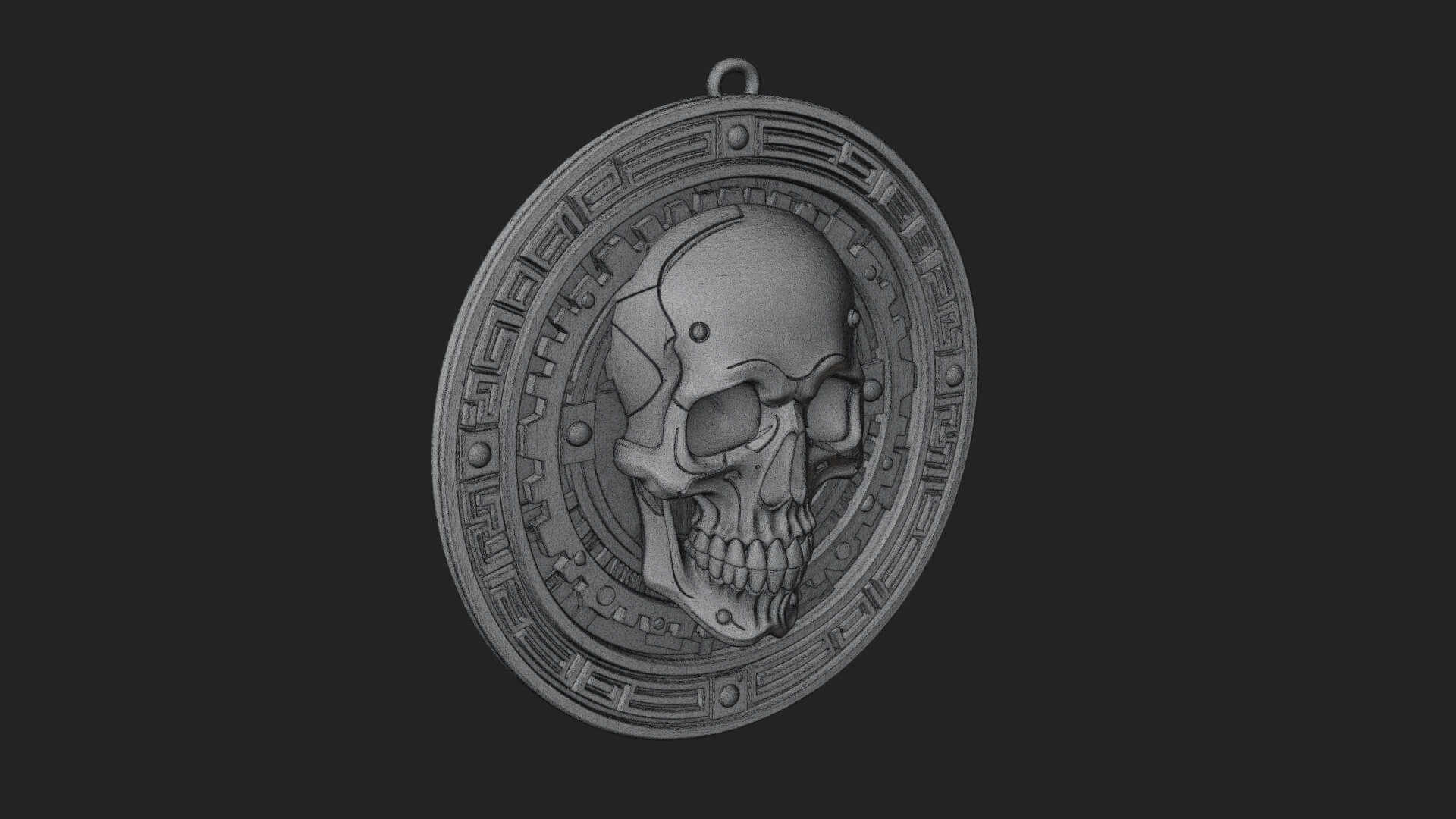 Gear Skull Oval Relief Plaque Design 2 3D Print Model 3D Model