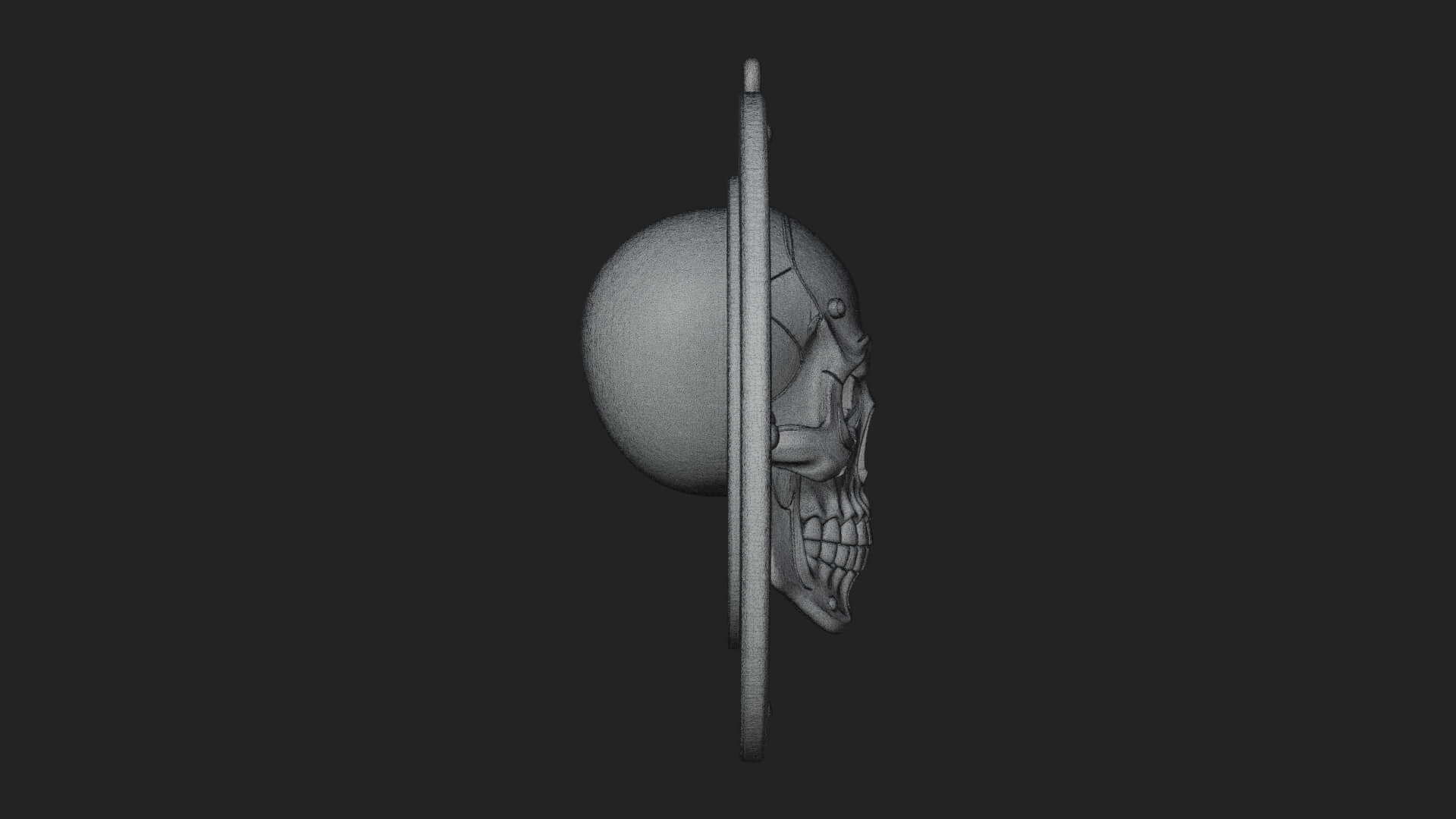 Gear Skull Oval Relief Plaque Design 2 3D Print Model 3D Model