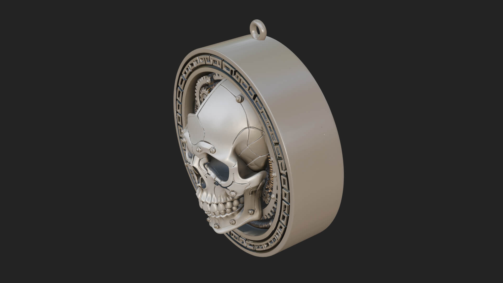 Gear Skull Oval Relief Plaque Design 3 3D Print Model 3D Model