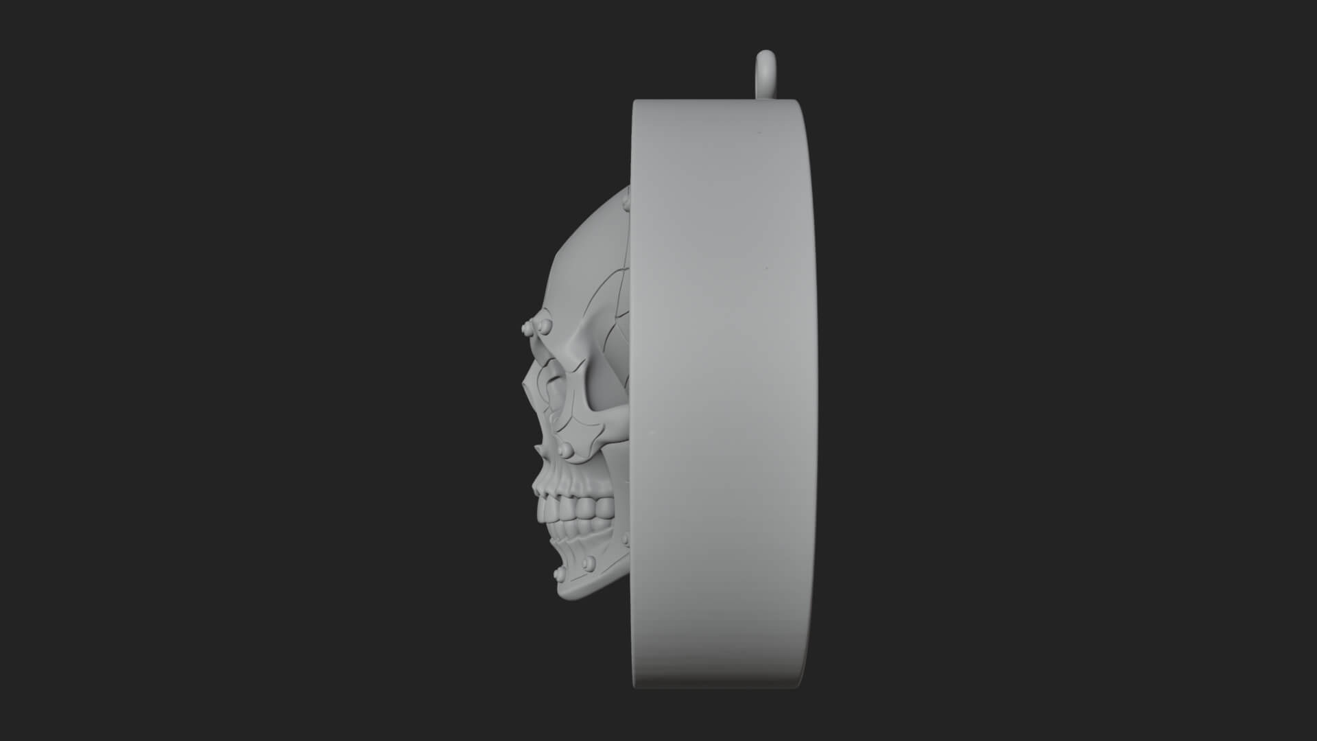 Gear Skull Oval Relief Plaque Design 3 3D Print Model 3D Model