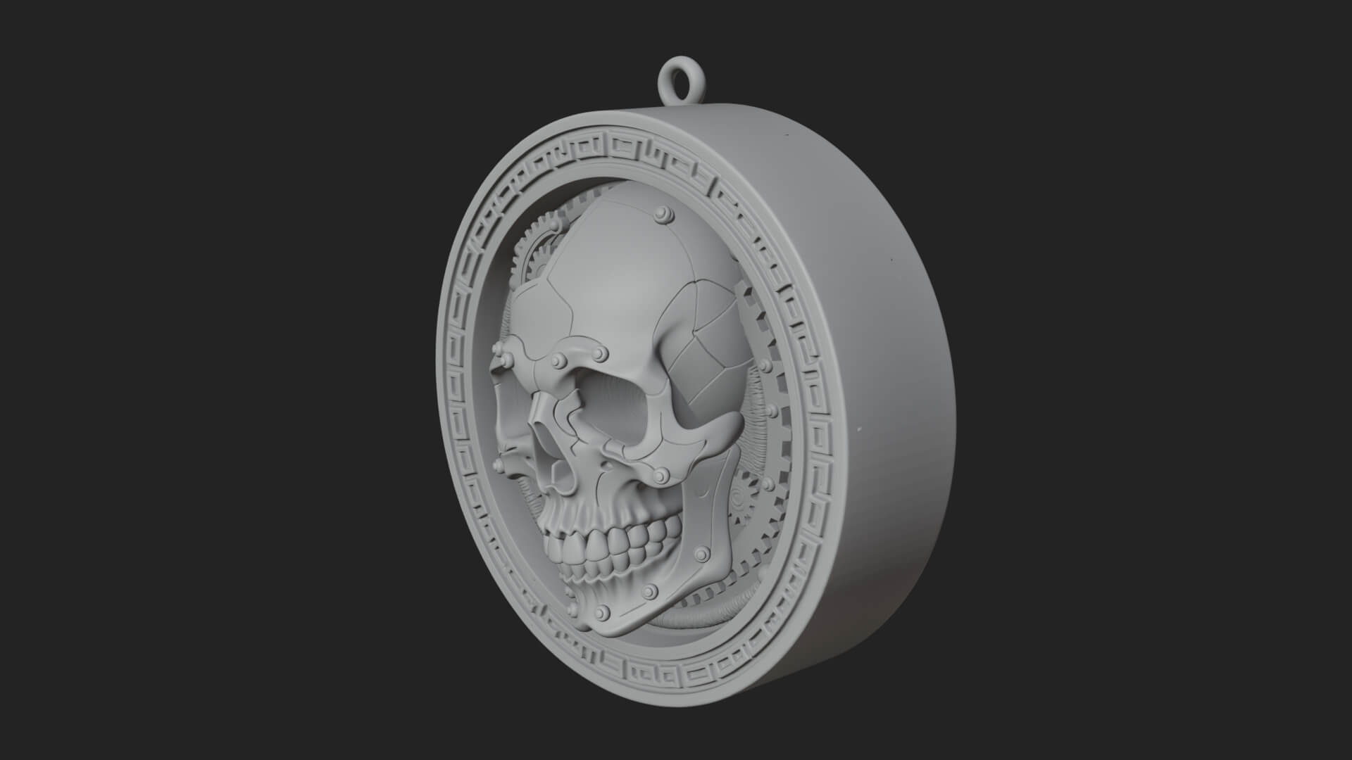 Gear Skull Oval Relief Plaque Design 3 3D Print Model 3D Model