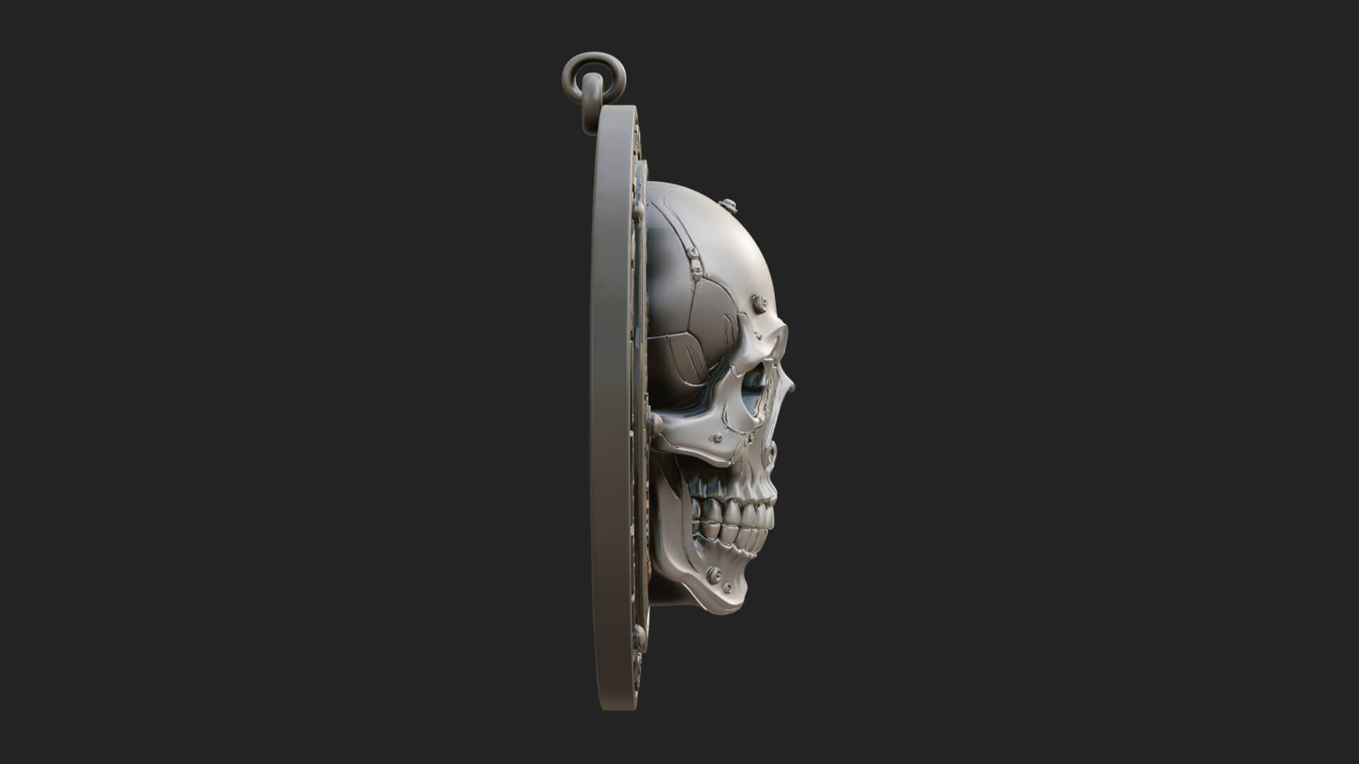 Gear Skull Oval Relief Plaque Design 4 3D Print Model 3D Model