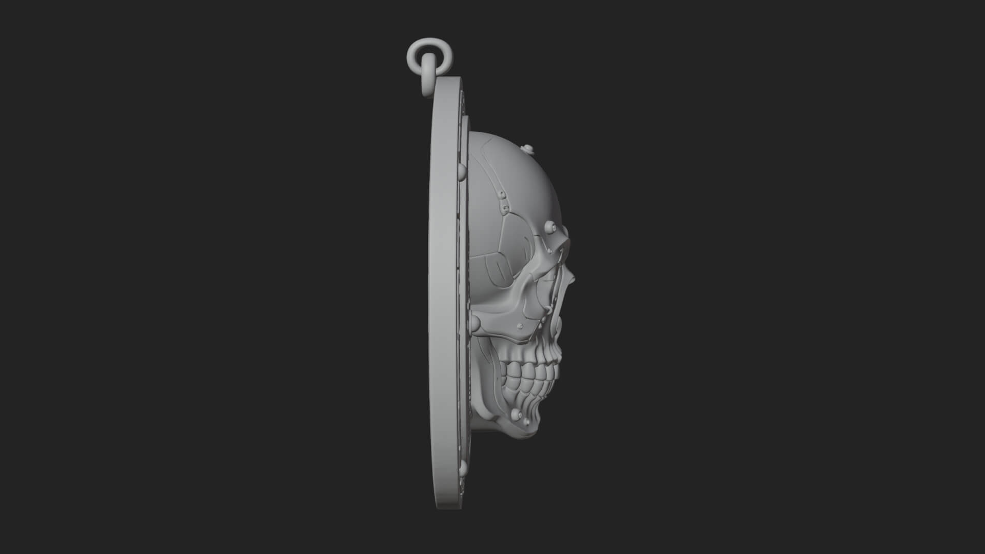 Gear Skull Oval Relief Plaque Design 4 3D Print Model 3D Model