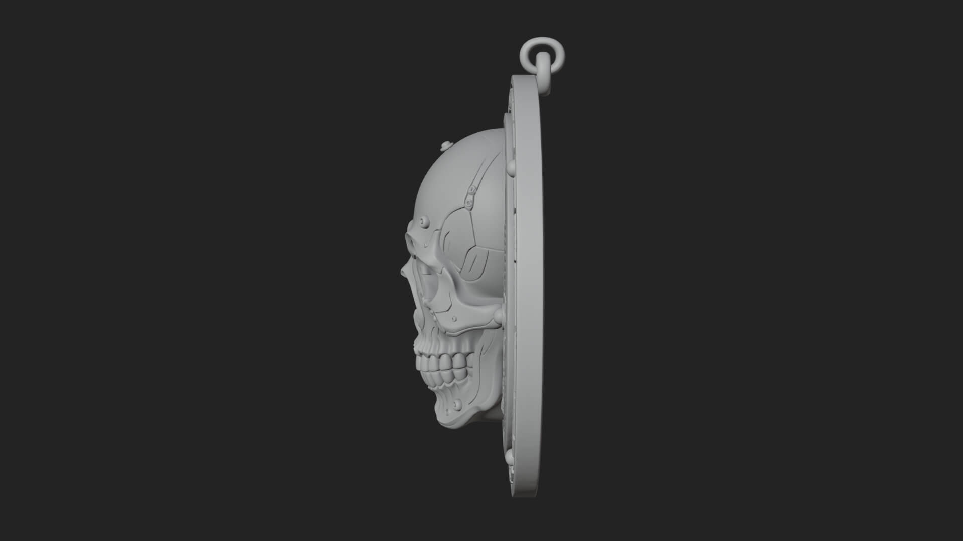 Gear Skull Oval Relief Plaque Design 4 3D Print Model 3D Model
