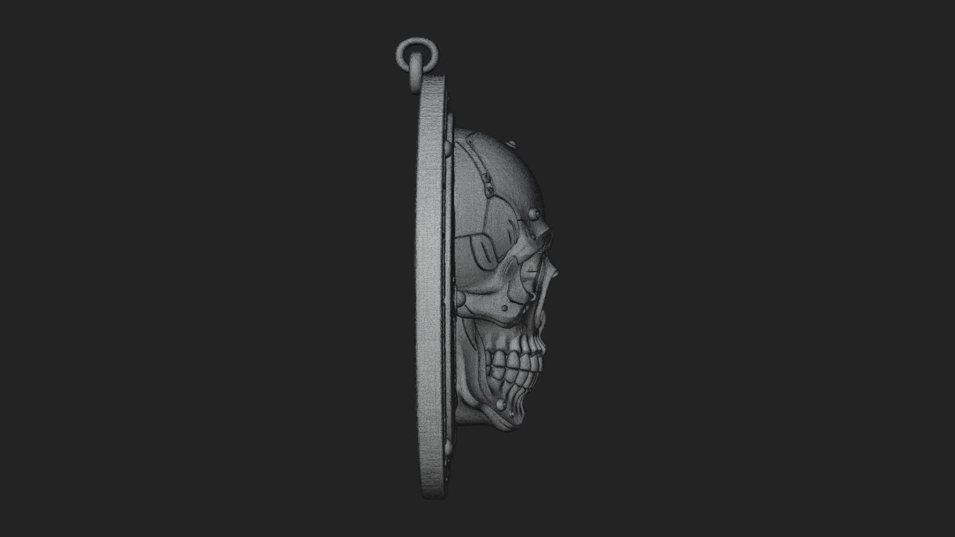 Gear Skull Oval Relief Plaque Design 4 3D Print Model 3D Model