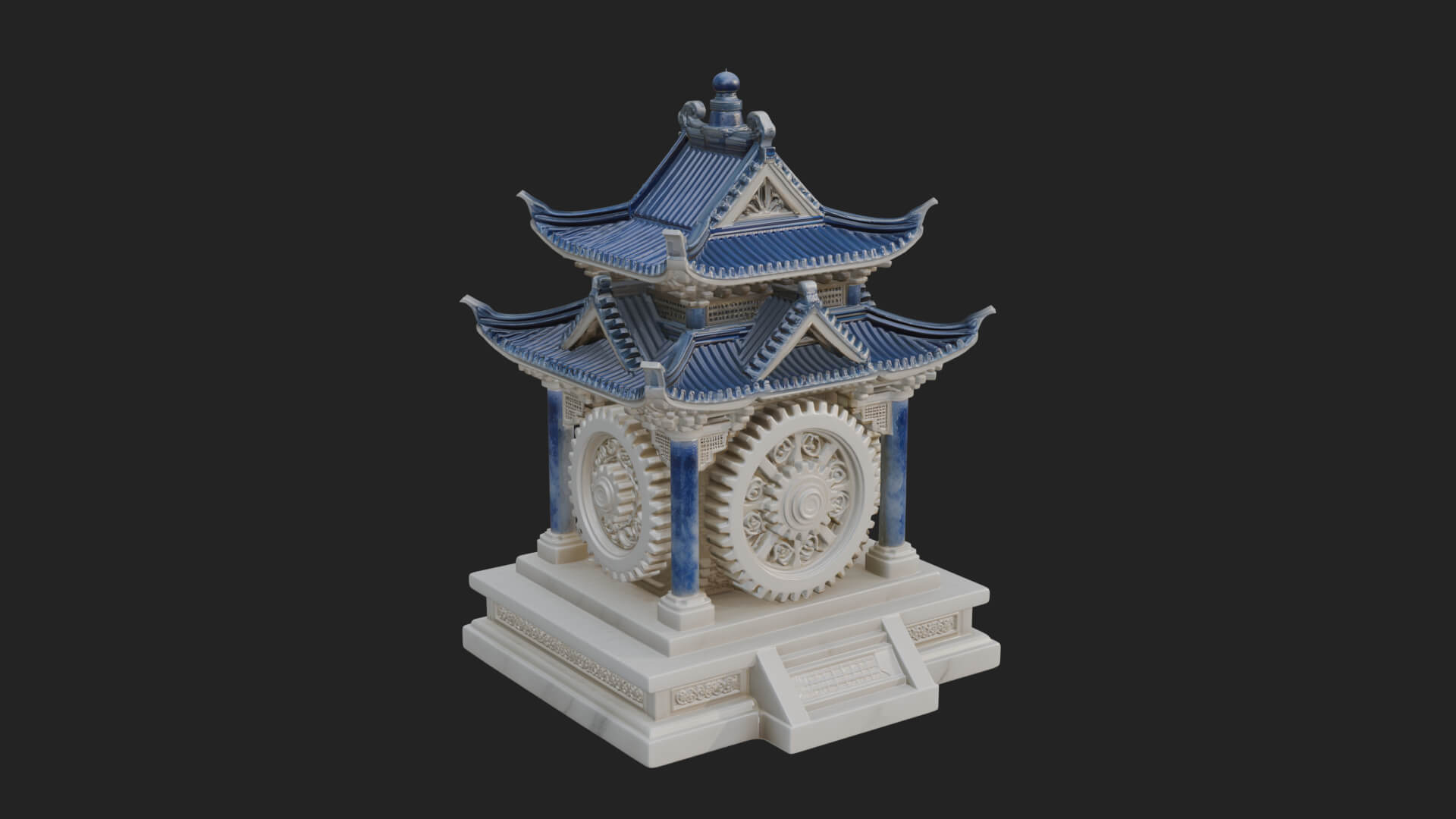 Gear Wheel Pagoda Tower Design 1 3D Print Model 3D Model