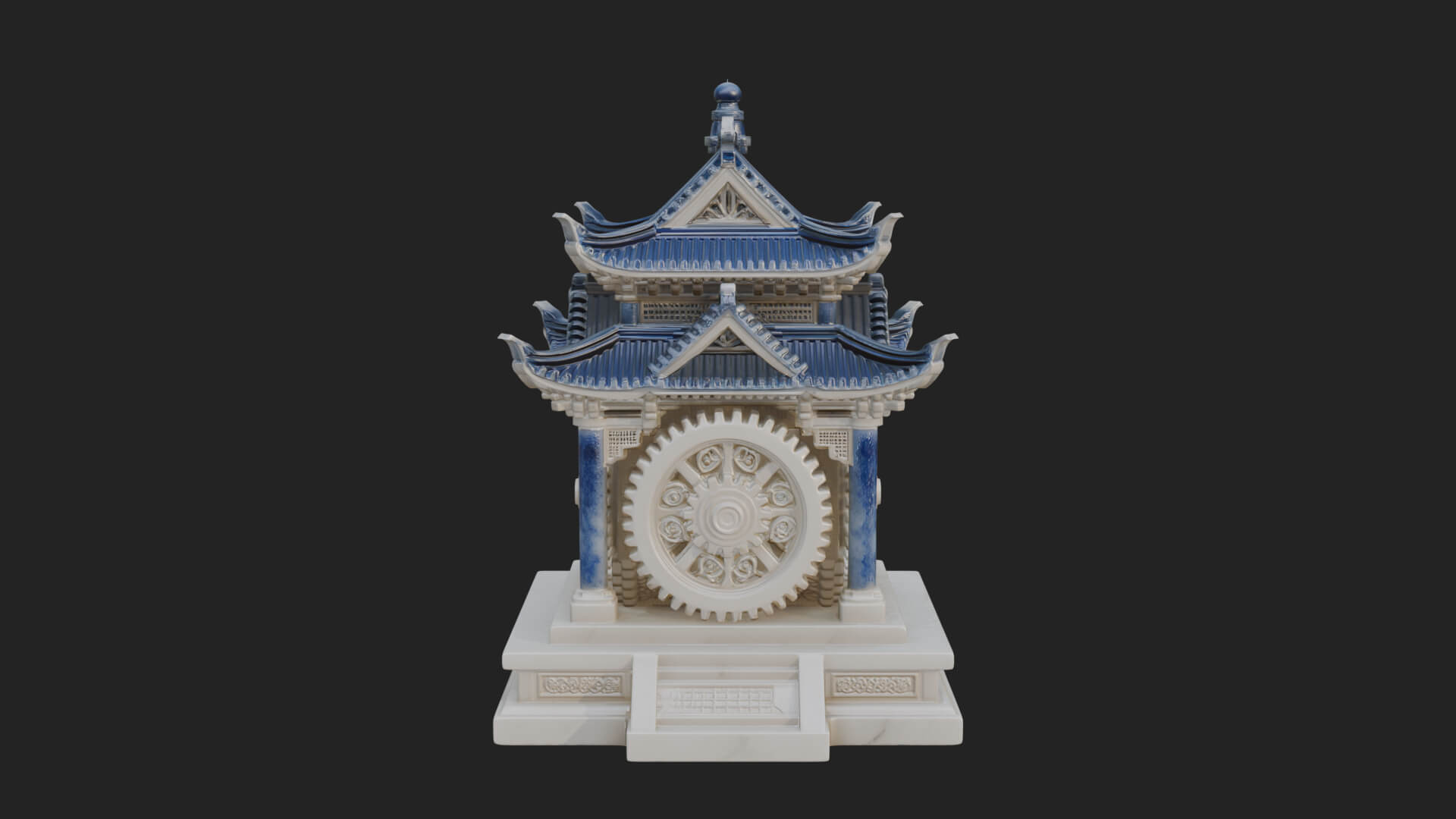 Gear Wheel Pagoda Tower Design 1 3D Print Model 3D Model