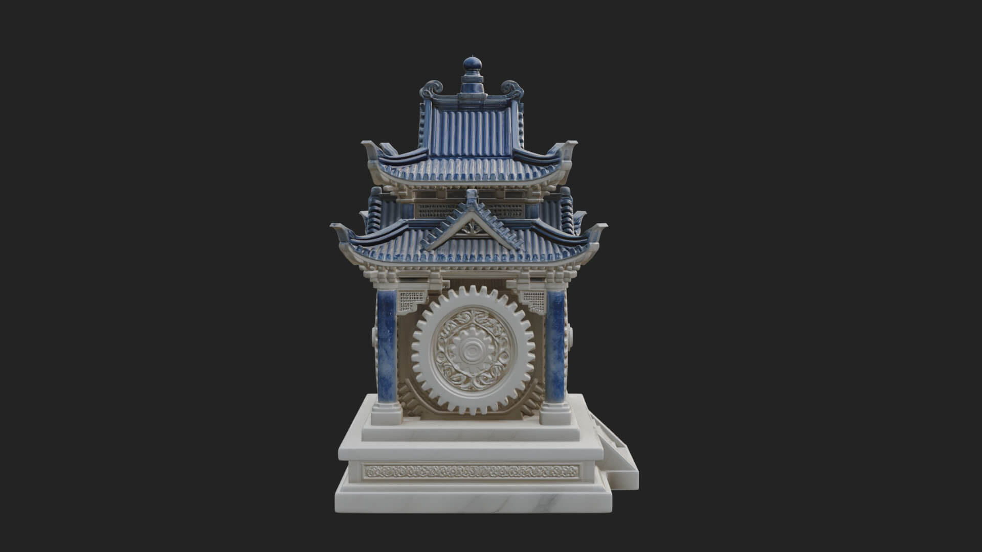 Gear Wheel Pagoda Tower Design 1 3D Print Model 3D Model