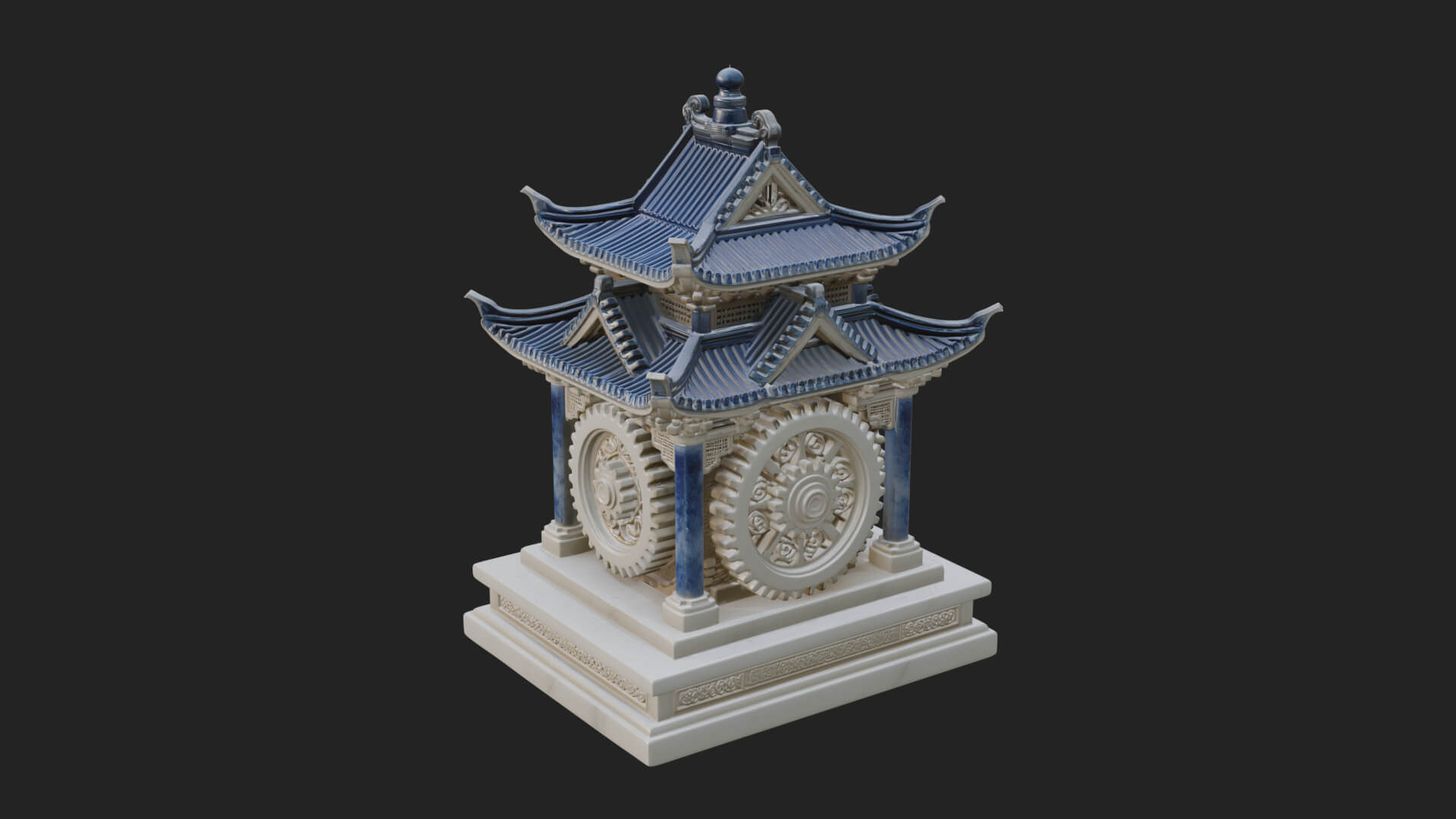 Gear Wheel Pagoda Tower Design 1 3D Print Model 3D Model