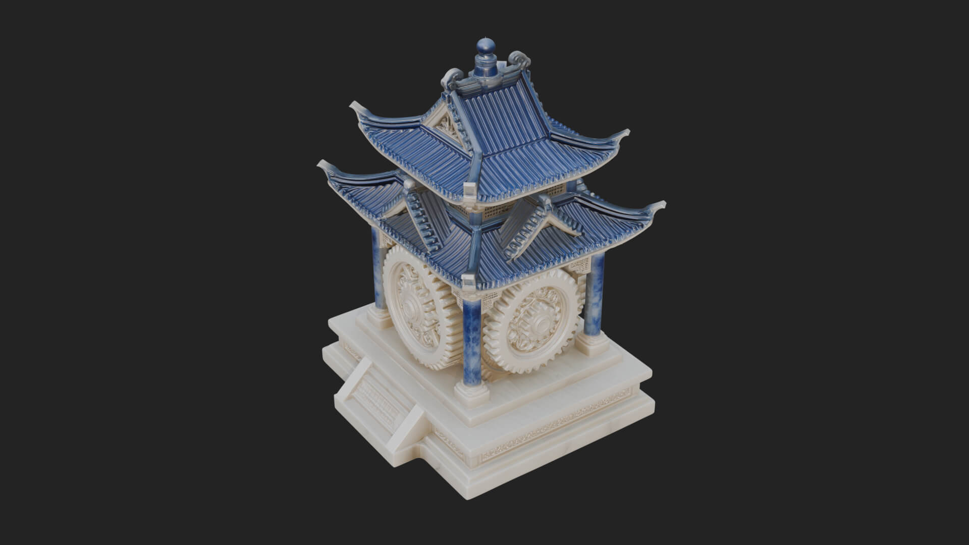 Gear Wheel Pagoda Tower Design 1 3D Print Model 3D Model