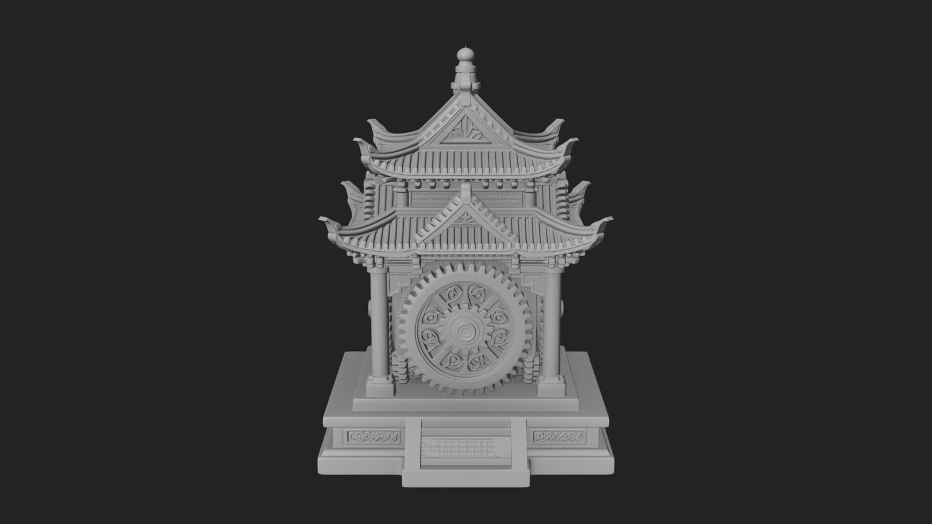 Gear Wheel Pagoda Tower Design 1 3D Print Model 3D Model
