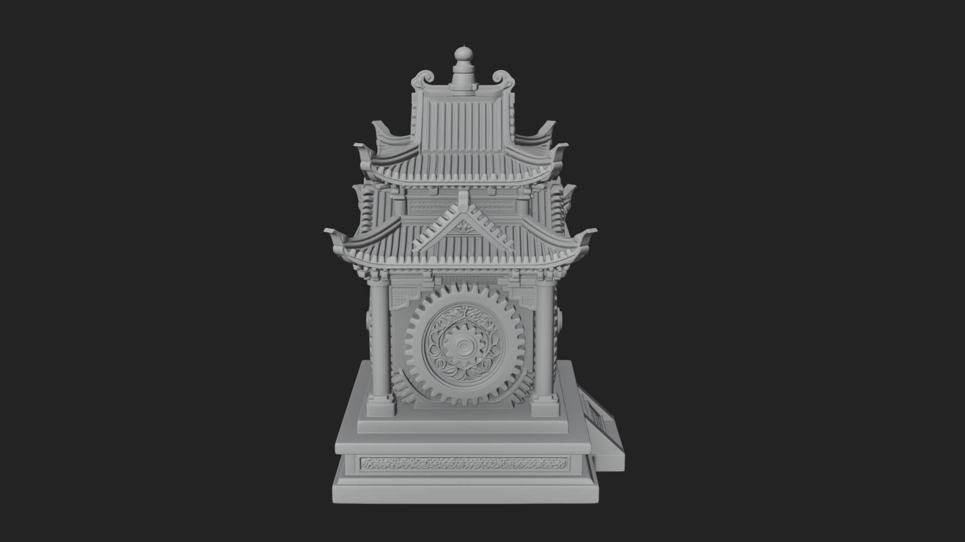 Gear Wheel Pagoda Tower Design 1 3D Print Model 3D Model