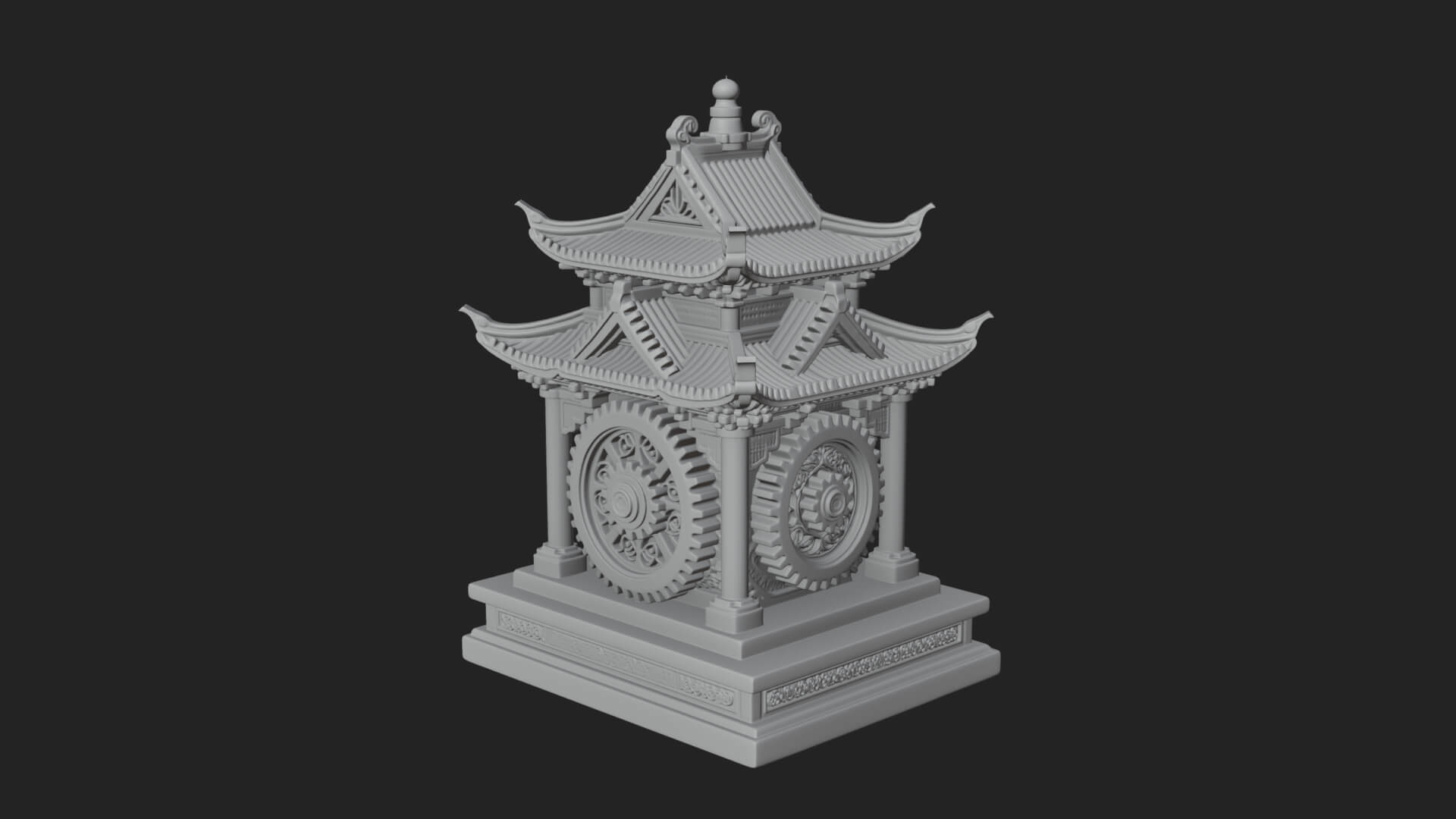 Gear Wheel Pagoda Tower Design 1 3D Print Model 3D Model