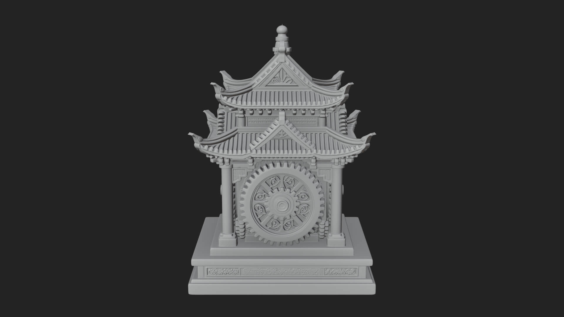 Gear Wheel Pagoda Tower Design 1 3D Print Model 3D Model