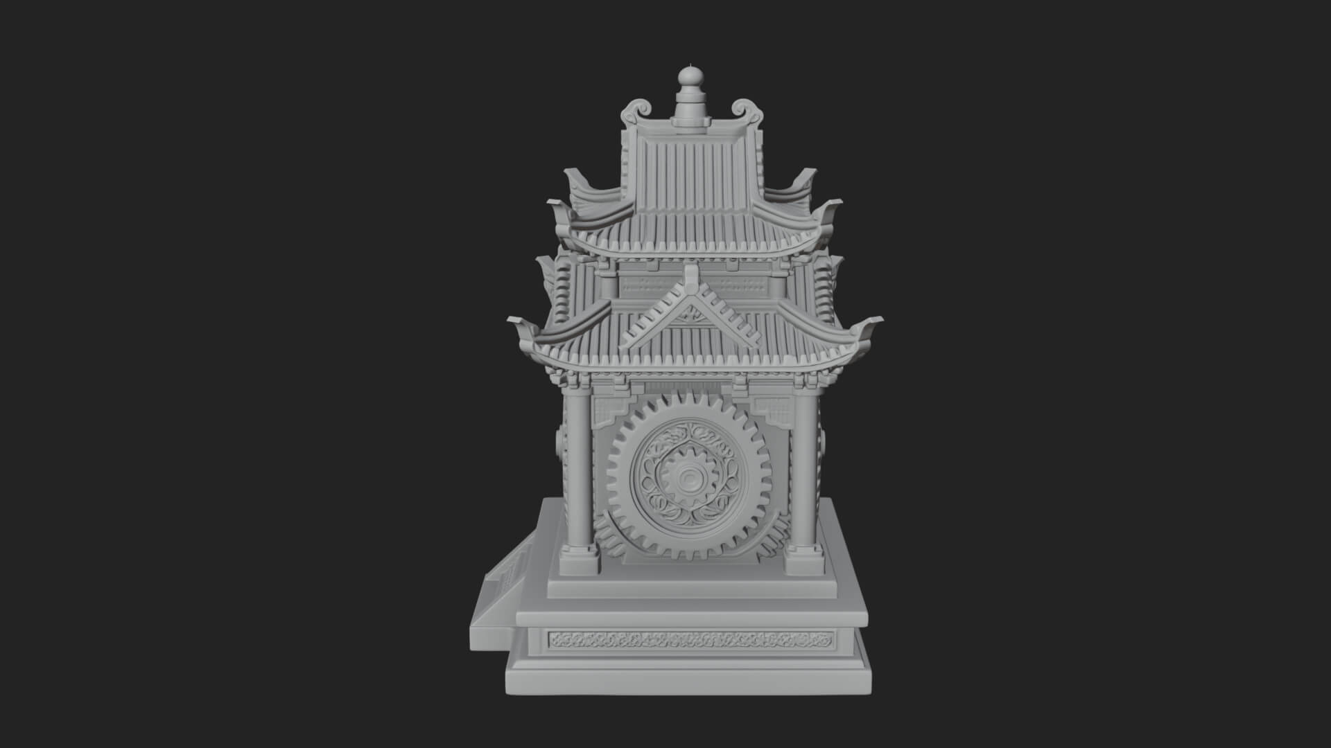 Gear Wheel Pagoda Tower Design 1 3D Print Model 3D Model