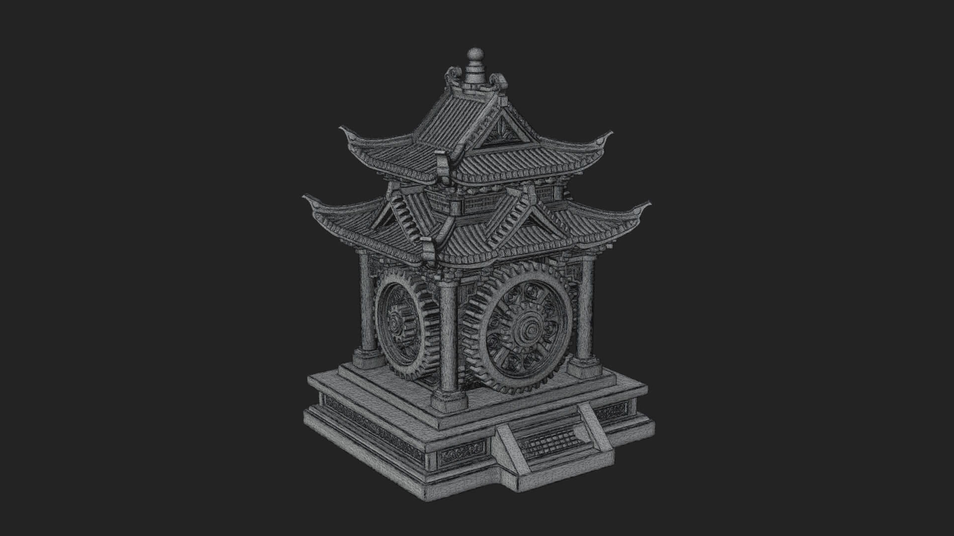 Gear Wheel Pagoda Tower Design 1 3D Print Model 3D Model