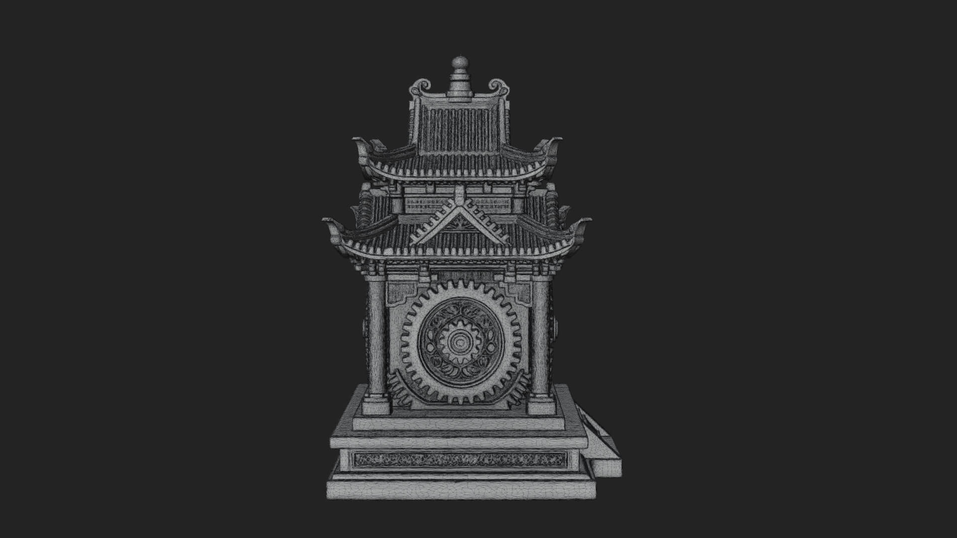 Gear Wheel Pagoda Tower Design 1 3D Print Model 3D Model