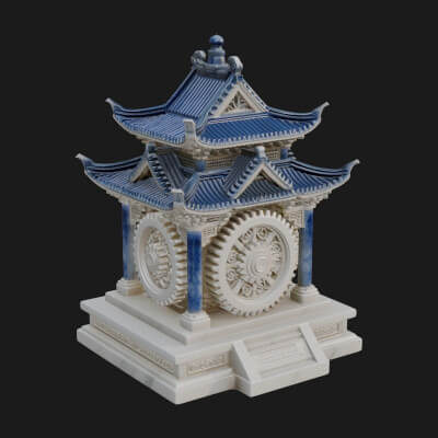 Gear Wheel Pagoda Tower Design 1 3D Print Model