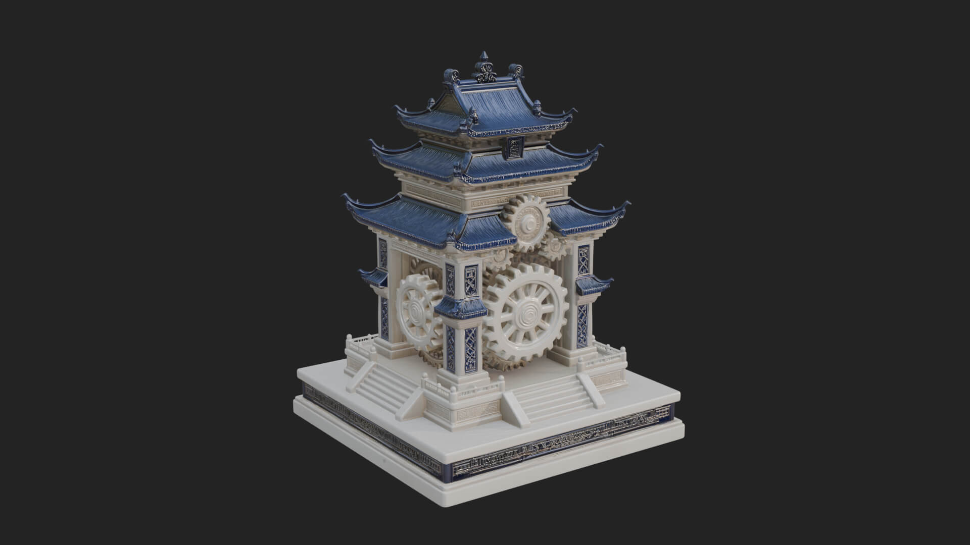 Gear Wheel Pagoda Tower Design 2 3D Print Model 3D Model