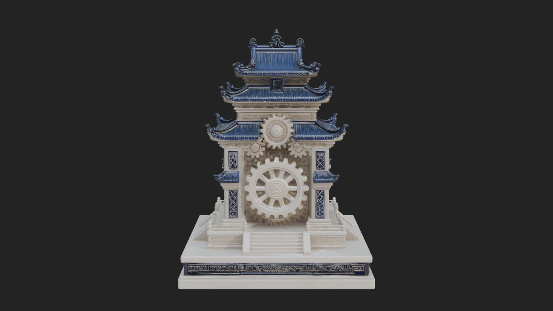 Gear Wheel Pagoda Tower Design 2 3D Print Model 3D Model
