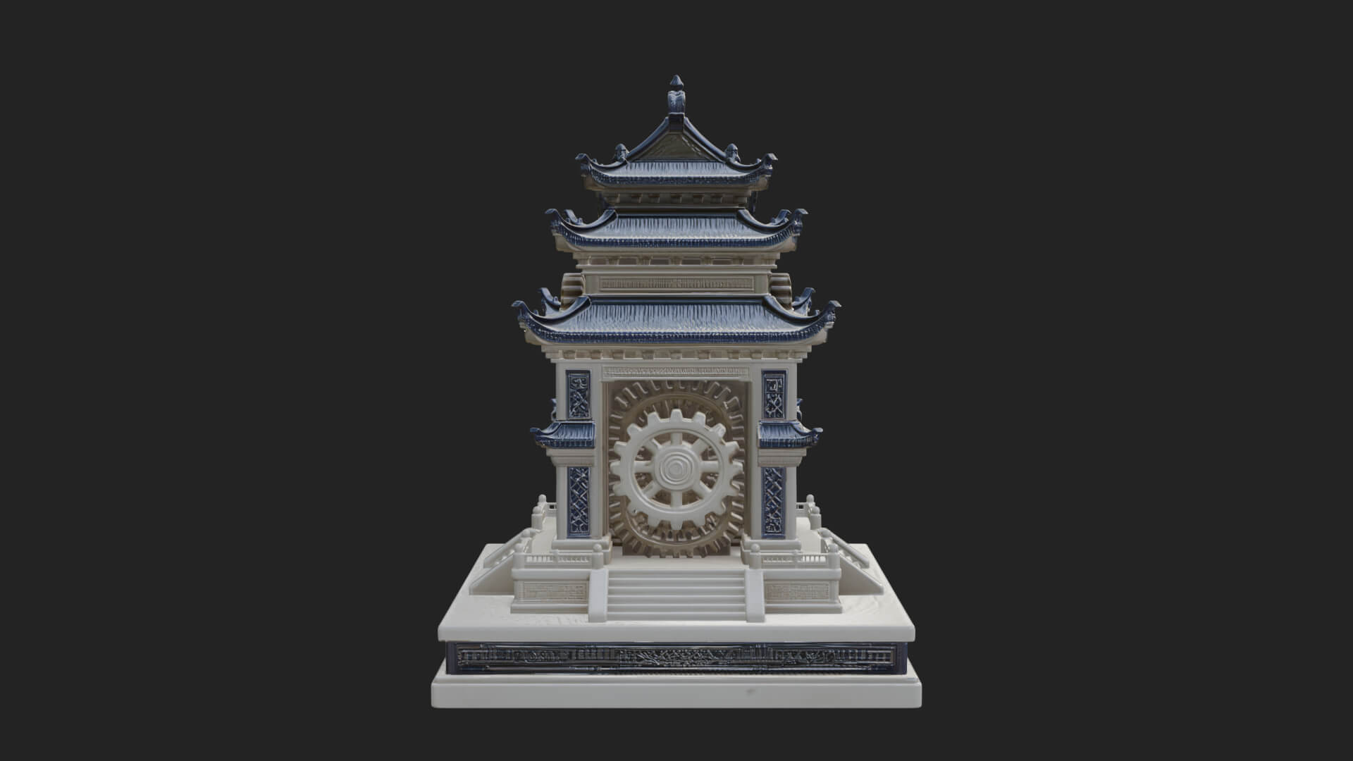 Gear Wheel Pagoda Tower Design 2 3D Print Model 3D Model