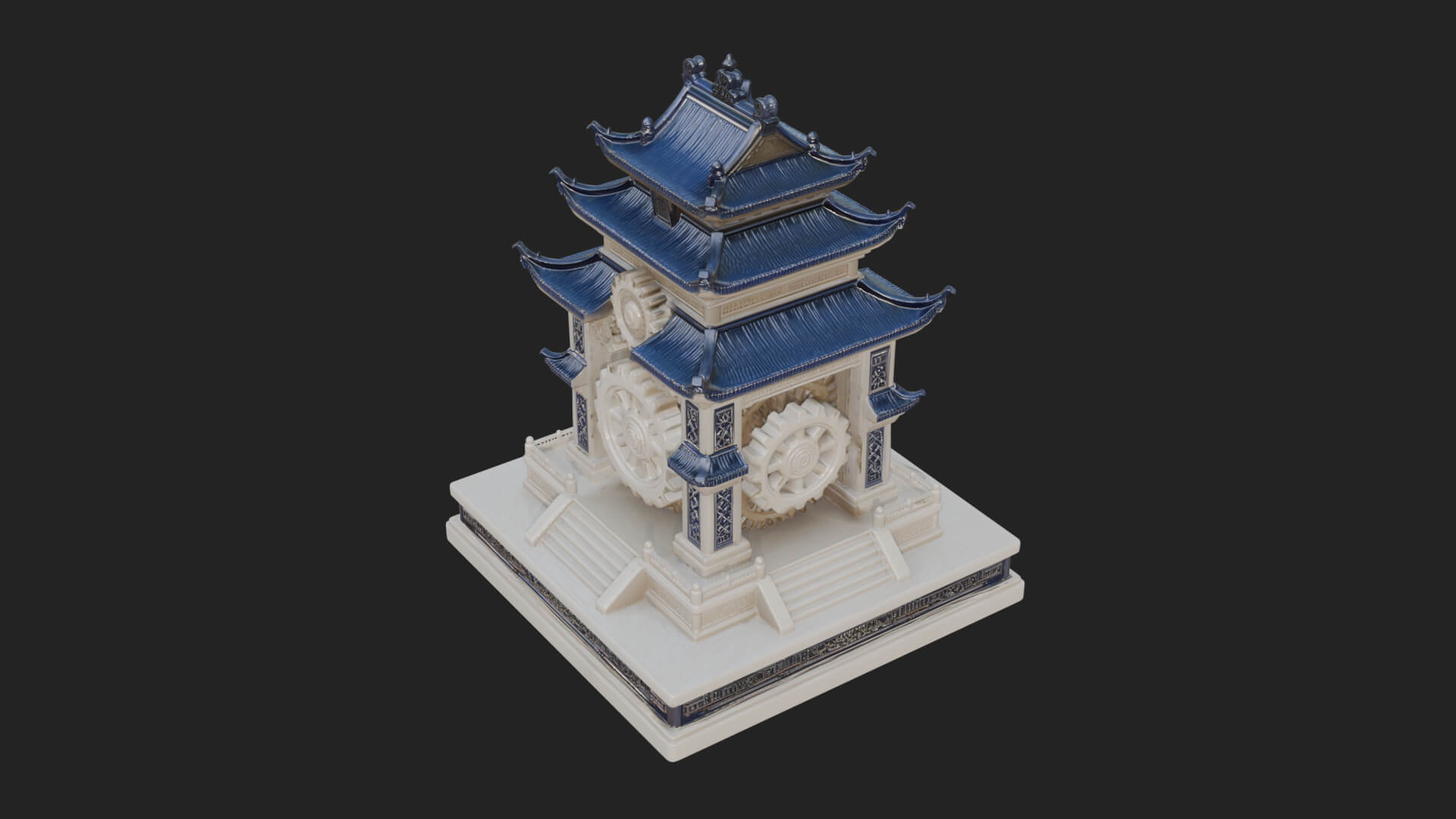 Gear Wheel Pagoda Tower Design 2 3D Print Model 3D Model