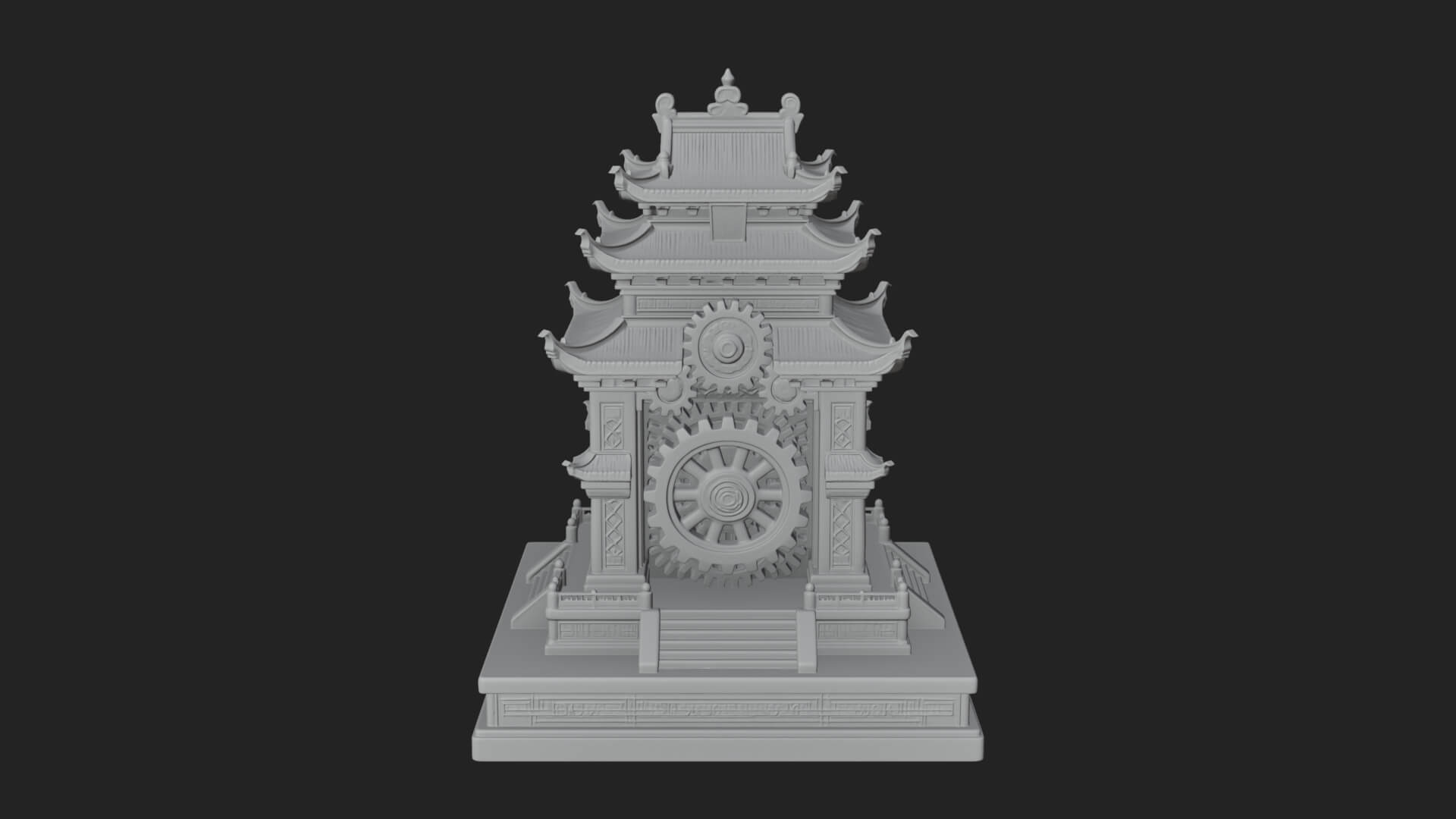 Gear Wheel Pagoda Tower Design 2 3D Print Model 3D Model