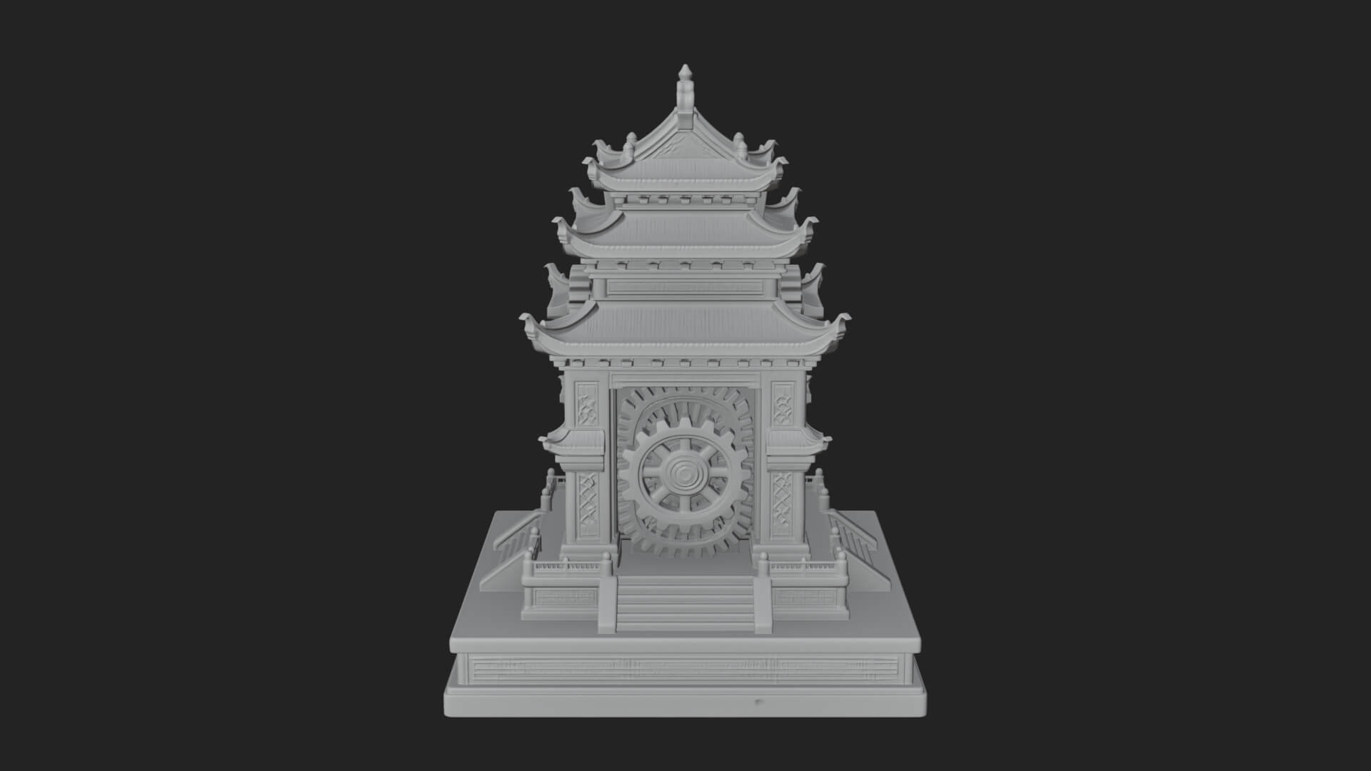 Gear Wheel Pagoda Tower Design 2 3D Print Model 3D Model