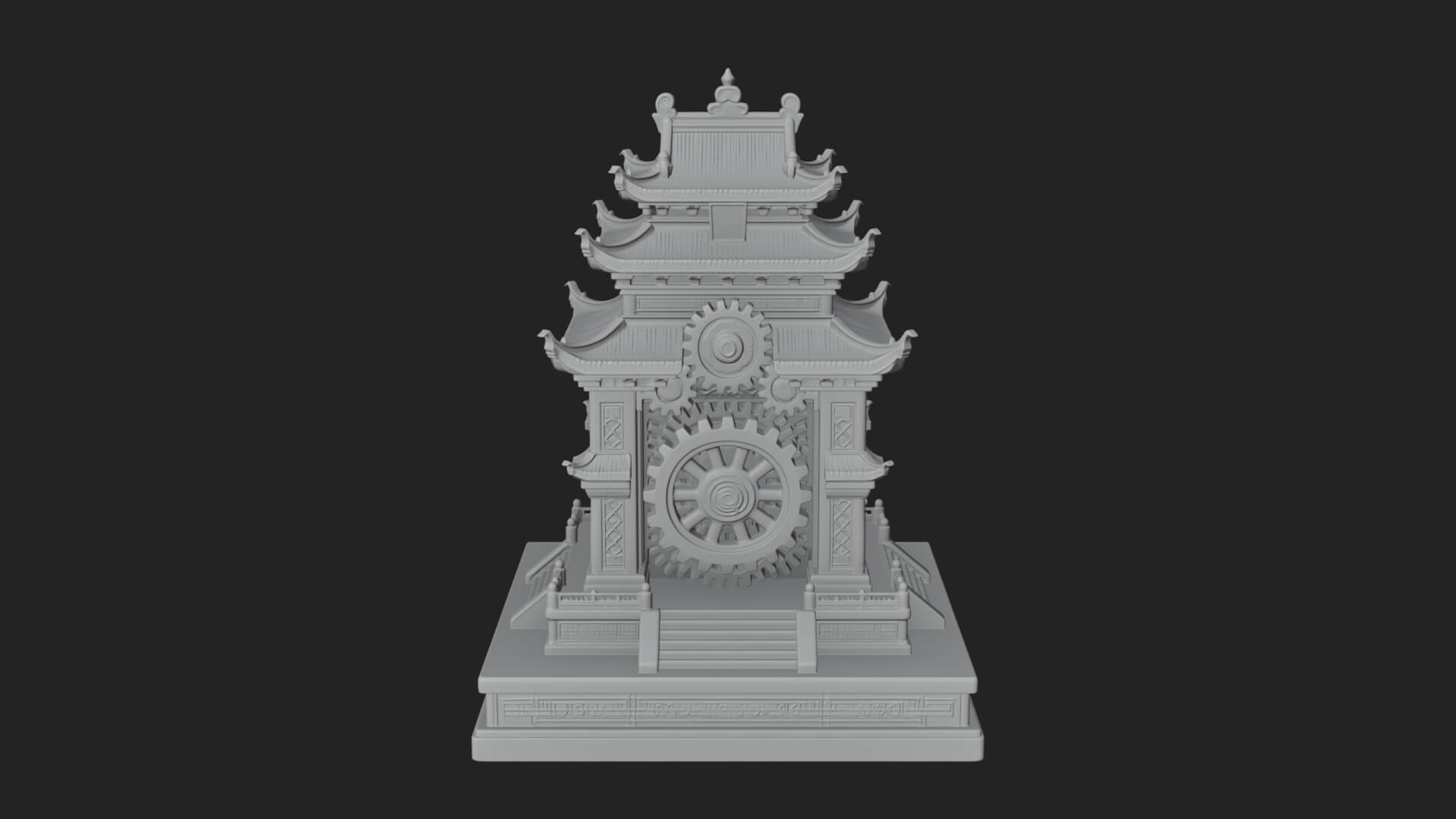 Gear Wheel Pagoda Tower Design 2 3D Print Model 3D Model