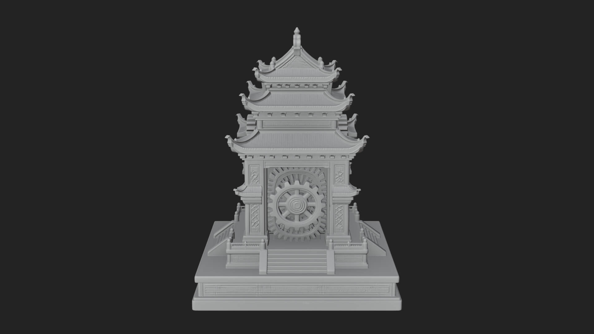 Gear Wheel Pagoda Tower Design 2 3D Print Model 3D Model