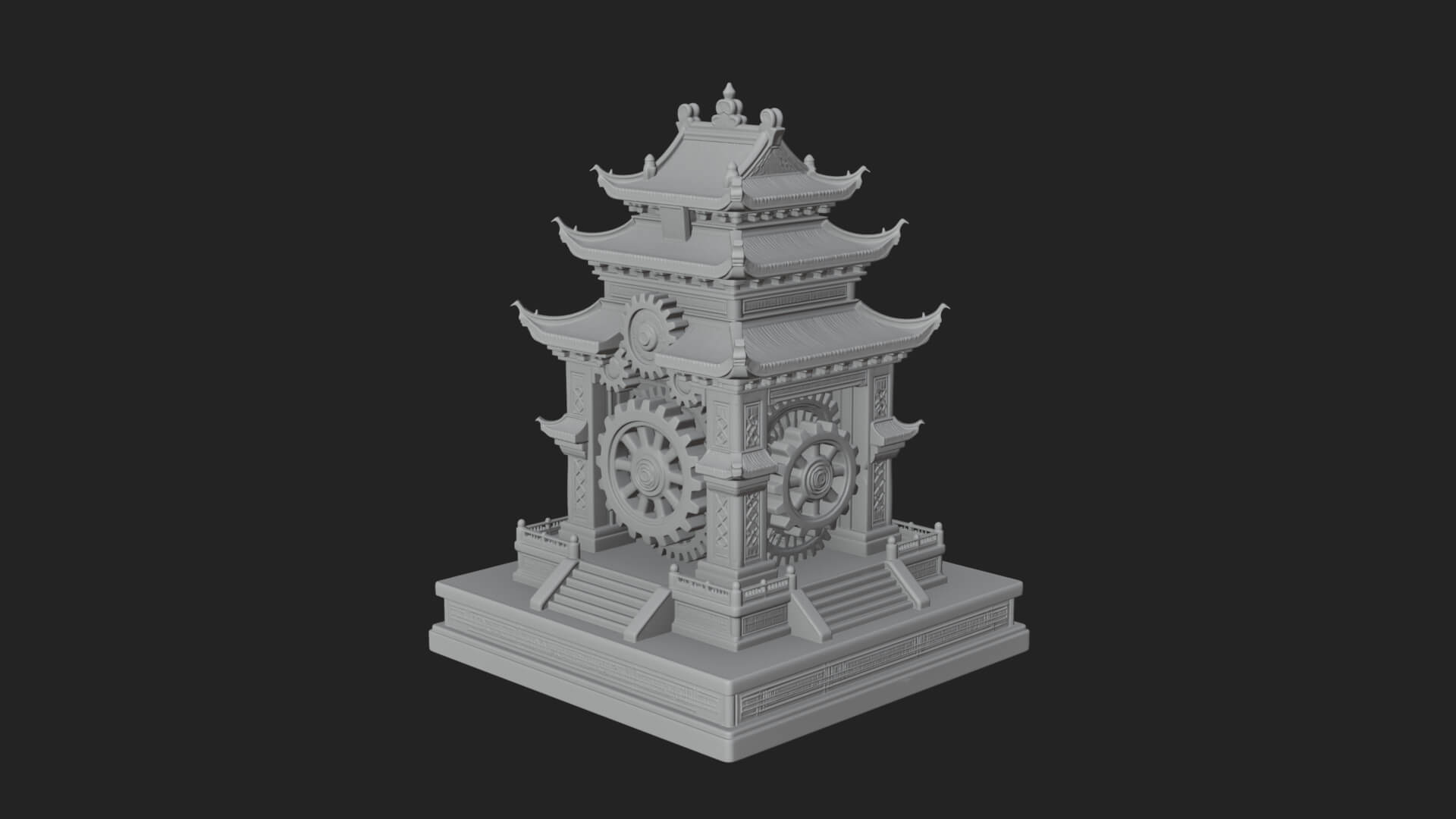 Gear Wheel Pagoda Tower Design 2 3D Print Model 3D Model