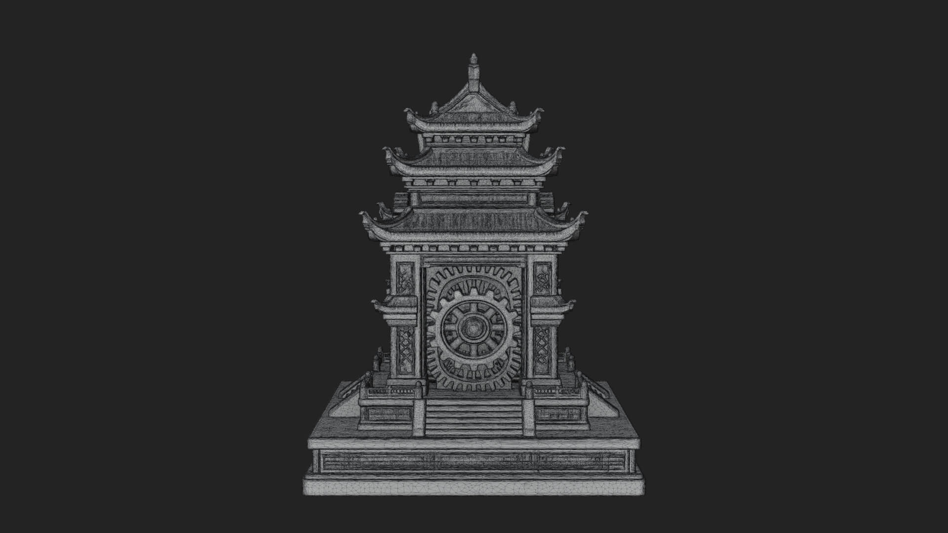 Gear Wheel Pagoda Tower Design 2 3D Print Model 3D Model