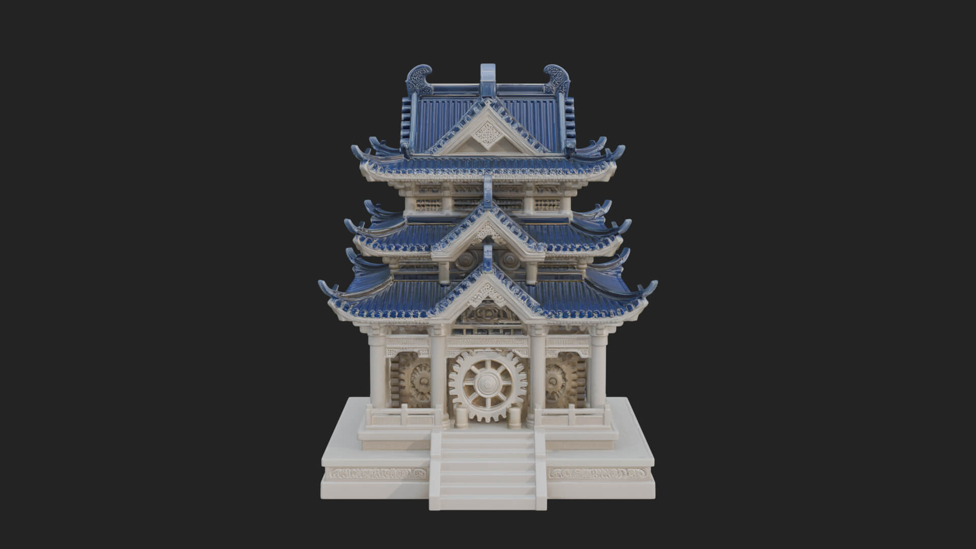 Gear Wheel Pagoda Tower Design 3 3D Print Model 3D Model