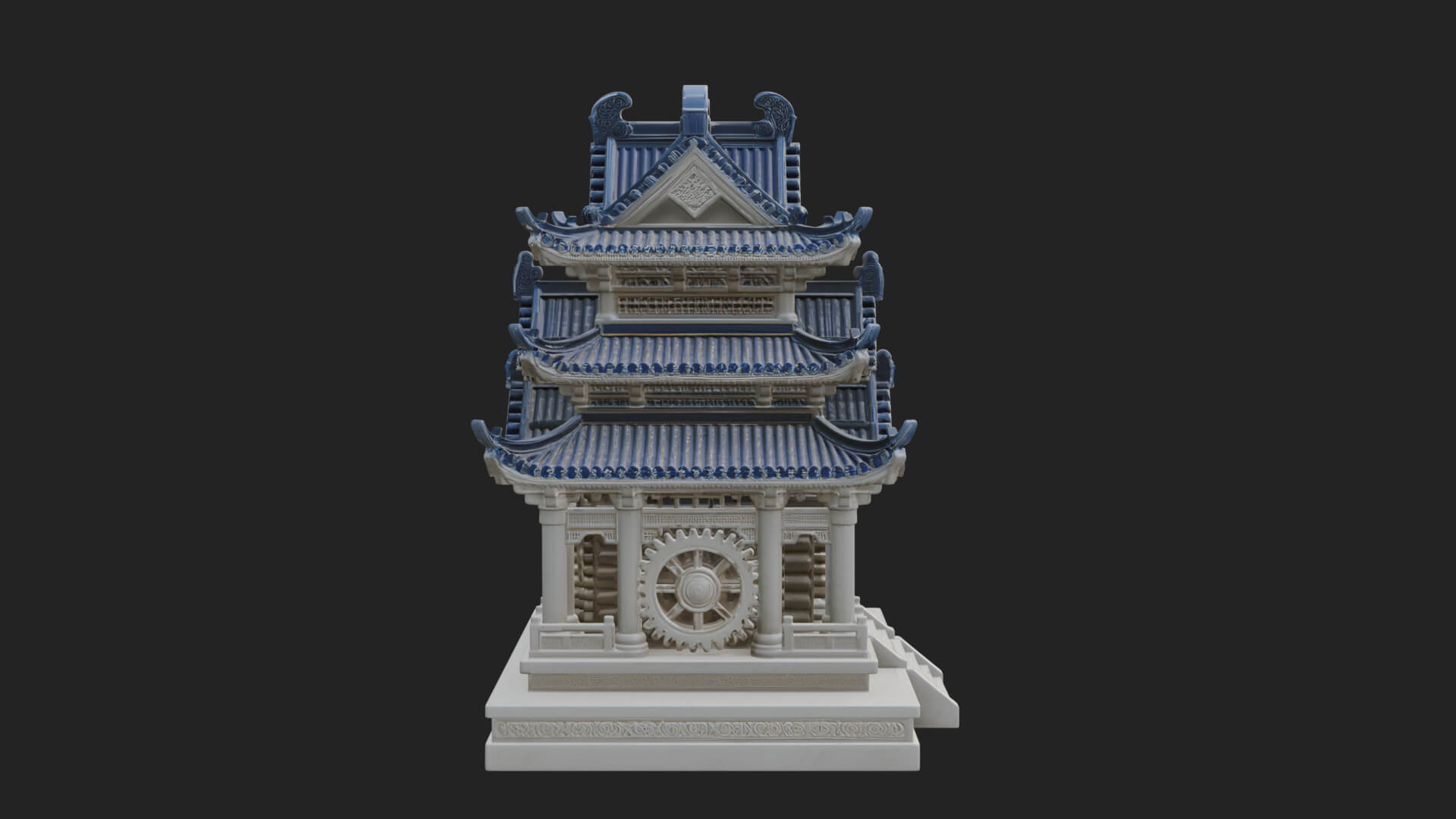 Gear Wheel Pagoda Tower Design 3 3D Print Model 3D Model