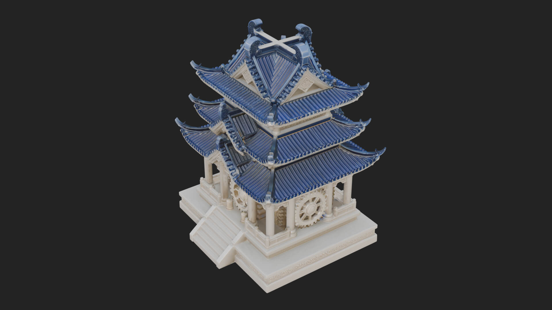 Gear Wheel Pagoda Tower Design 3 3D Print Model 3D Model