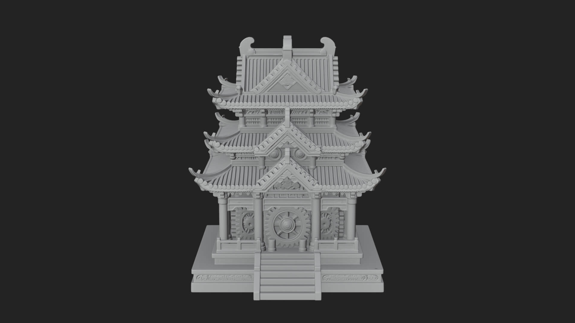 Gear Wheel Pagoda Tower Design 3 3D Print Model 3D Model