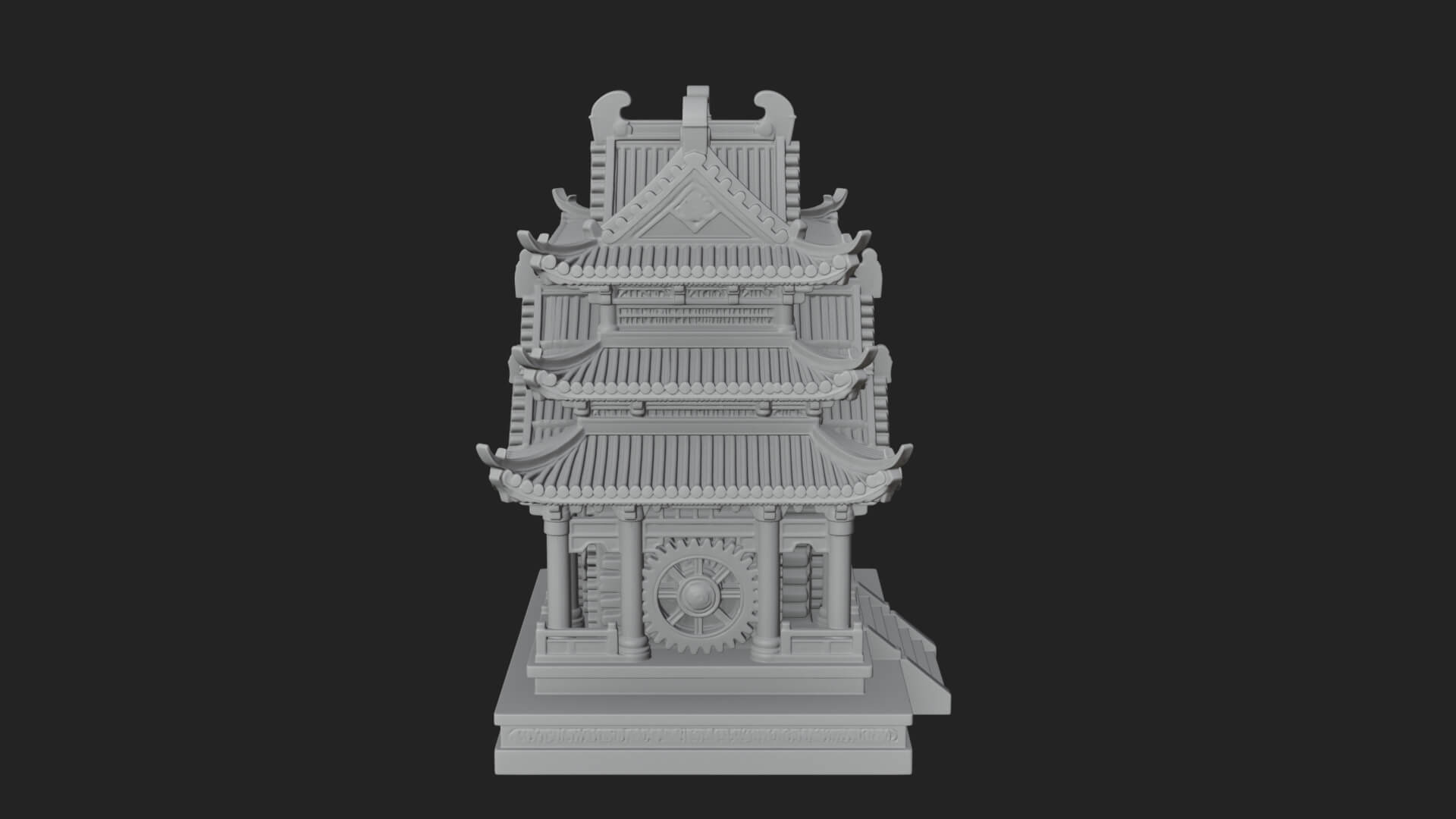Gear Wheel Pagoda Tower Design 3 3D Print Model 3D Model