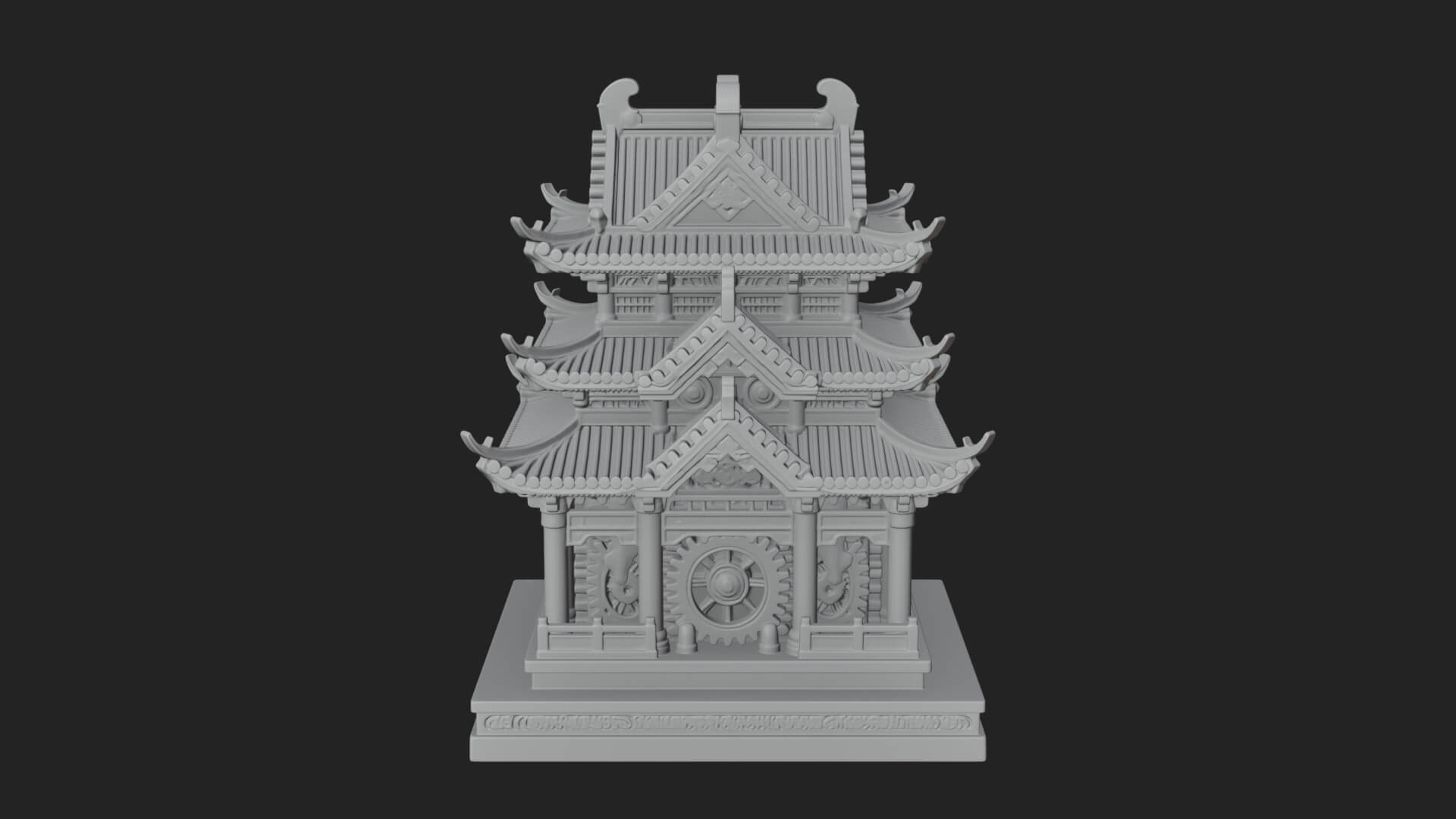 Gear Wheel Pagoda Tower Design 3 3D Print Model 3D Model