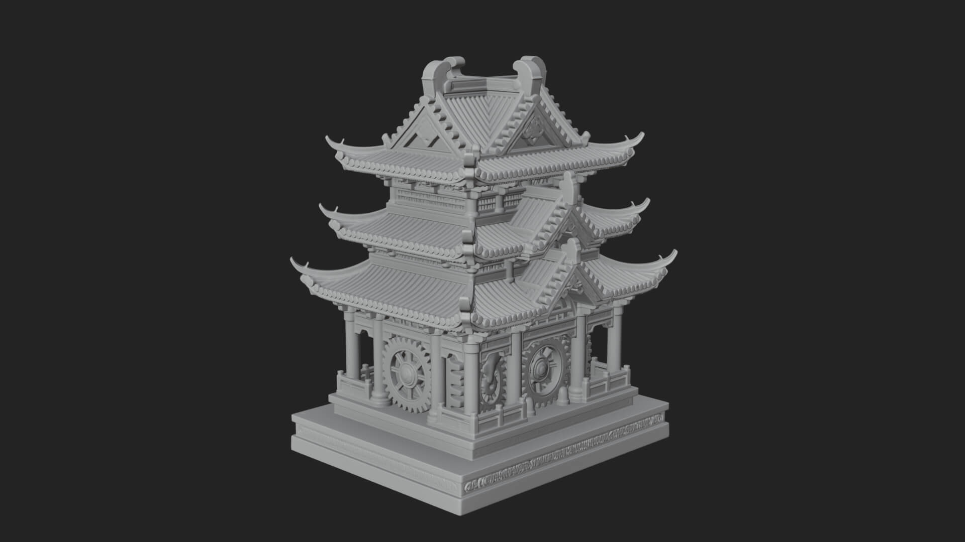 Gear Wheel Pagoda Tower Design 3 3D Print Model 3D Model