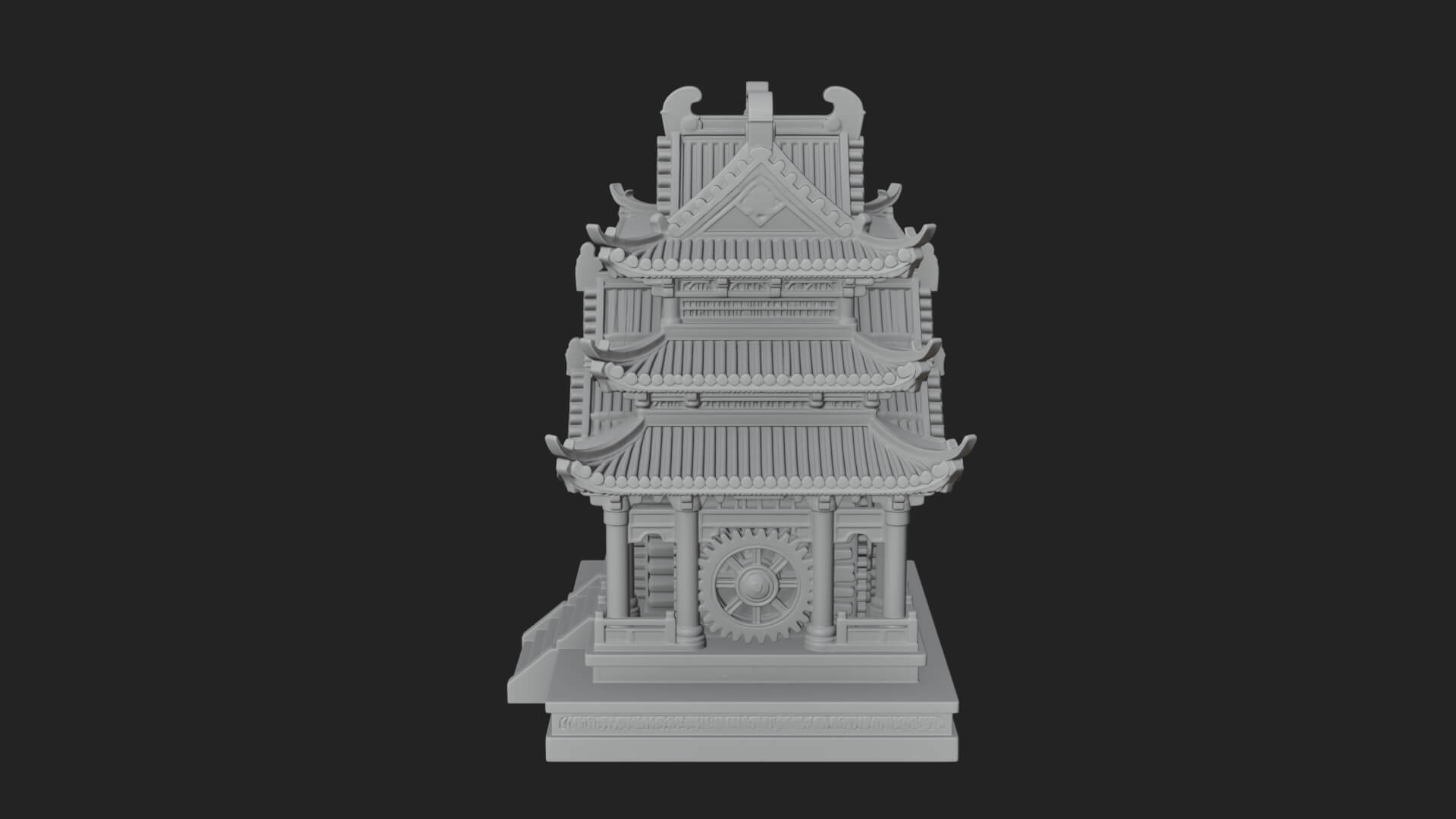 Gear Wheel Pagoda Tower Design 3 3D Print Model 3D Model