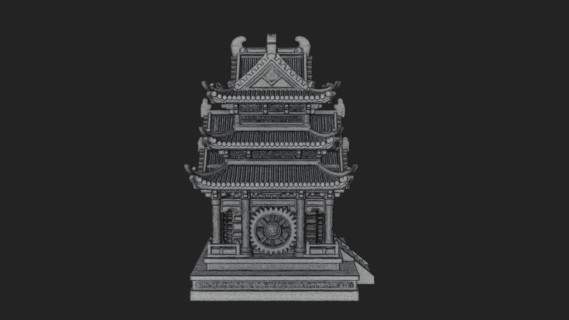 Gear Wheel Pagoda Tower Design 3 3D Print Model 3D Model