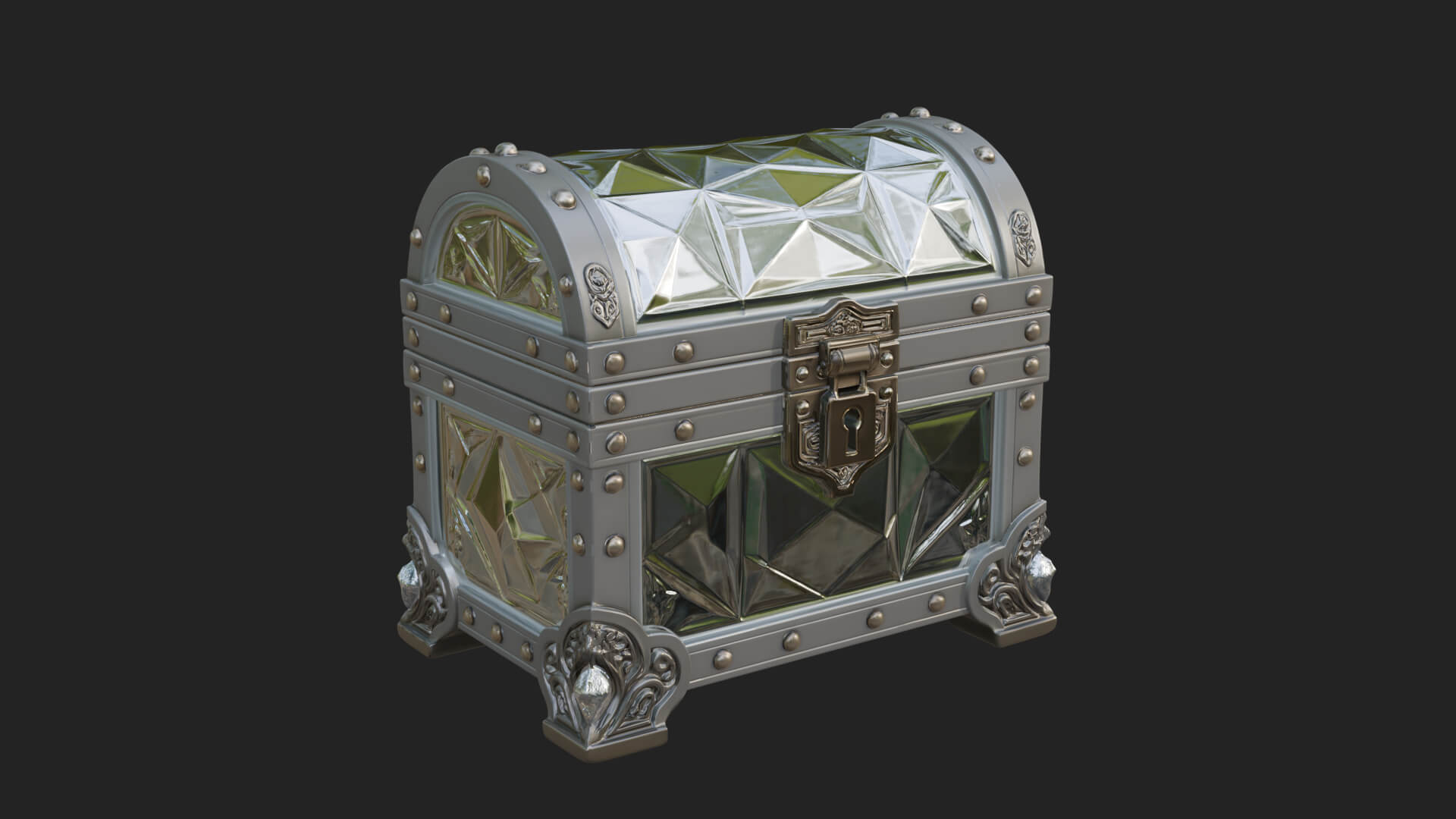 Gem Faceted Treasure Chest Model Design 1 3D Print Model 3D Model