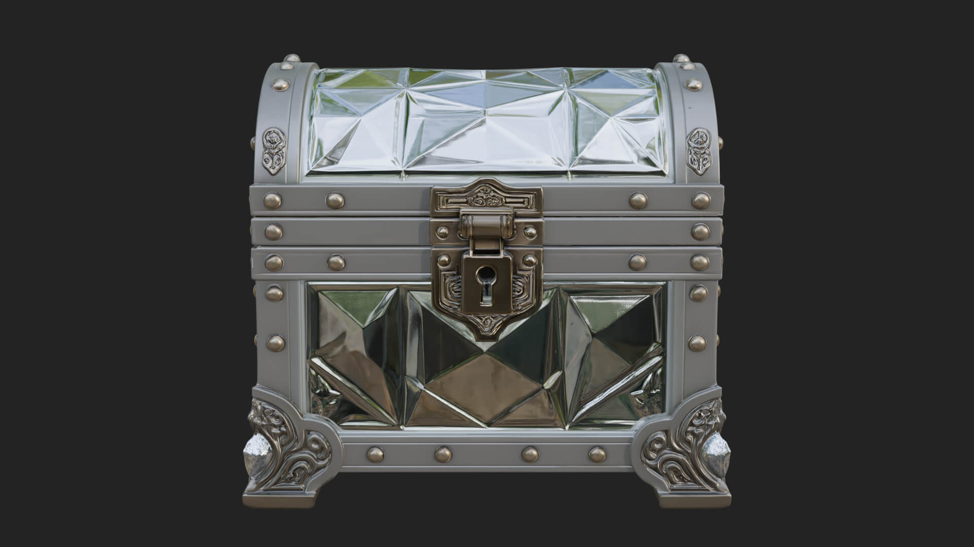 Gem Faceted Treasure Chest Model Design 1 3D Print Model 3D Model